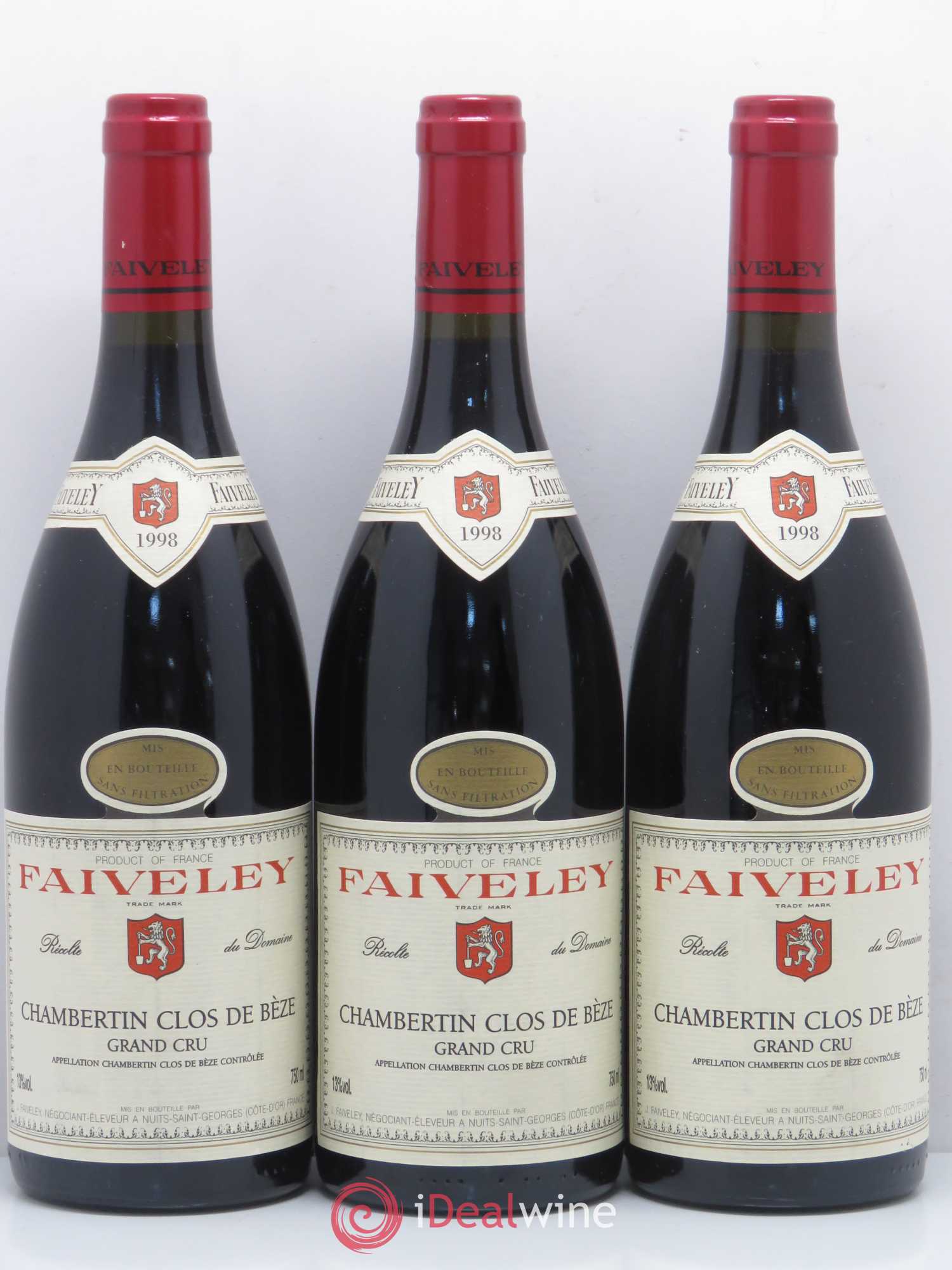 Chambertin Clos de Bèze Grand Cru Faiveley 1998 - Lot de 3 bouteilles - 0