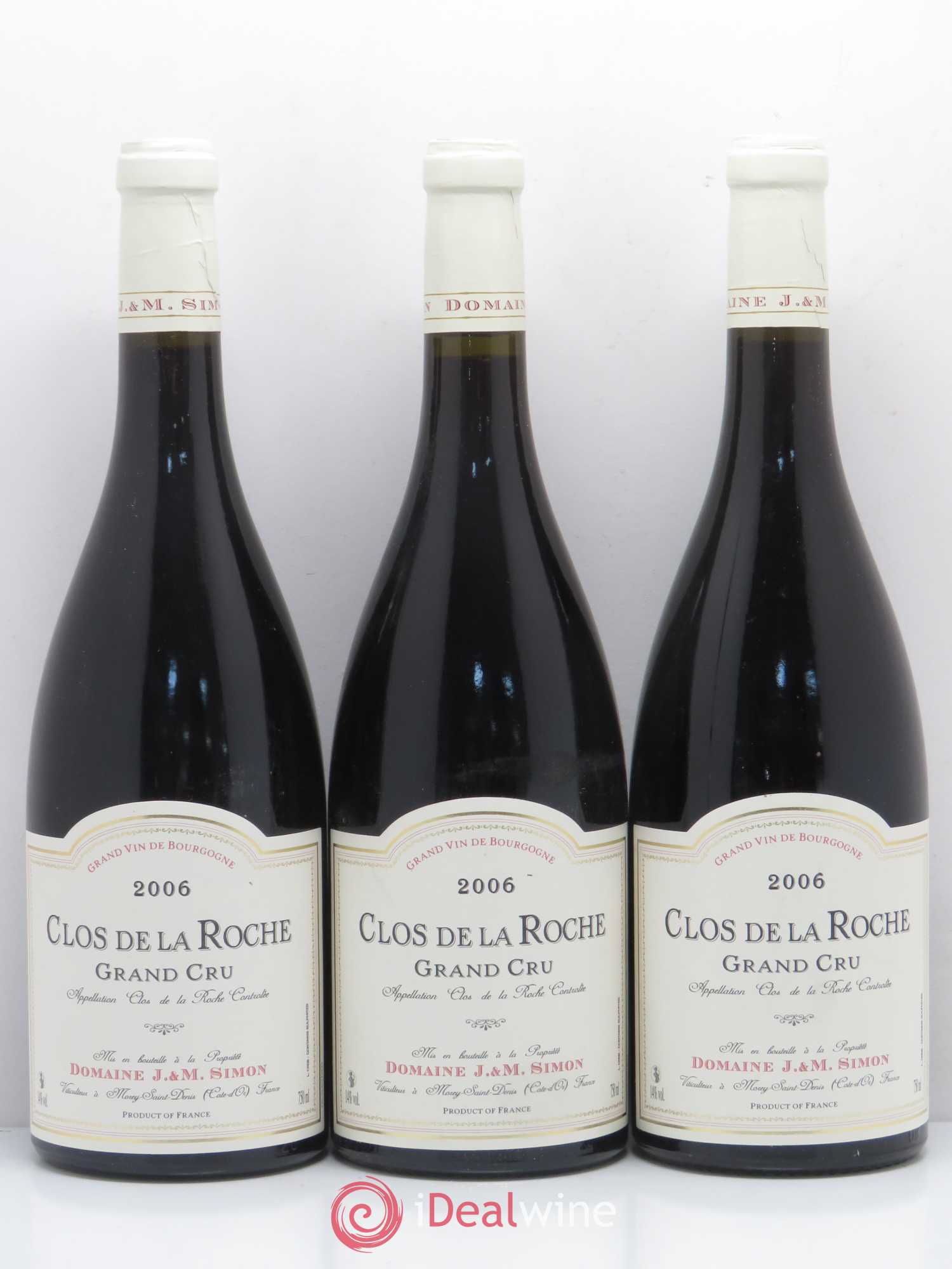 Clos de la Roche Grand Cru J. et M Simon 2006 - Lot de 3 bouteilles - 0