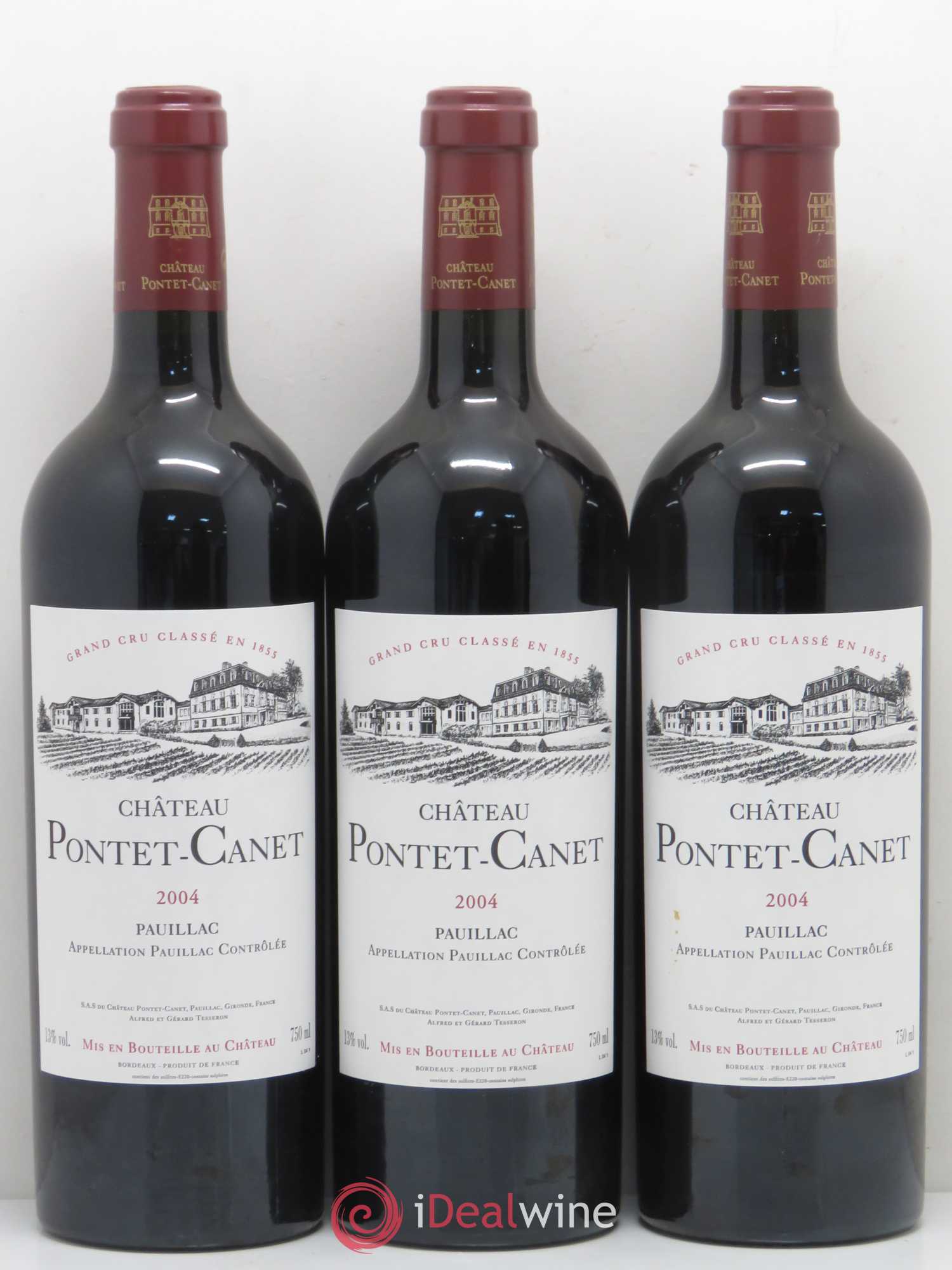 Château Pontet Canet 5ème Grand Cru Classé 2004 - Lot de 3 bouteilles - 0