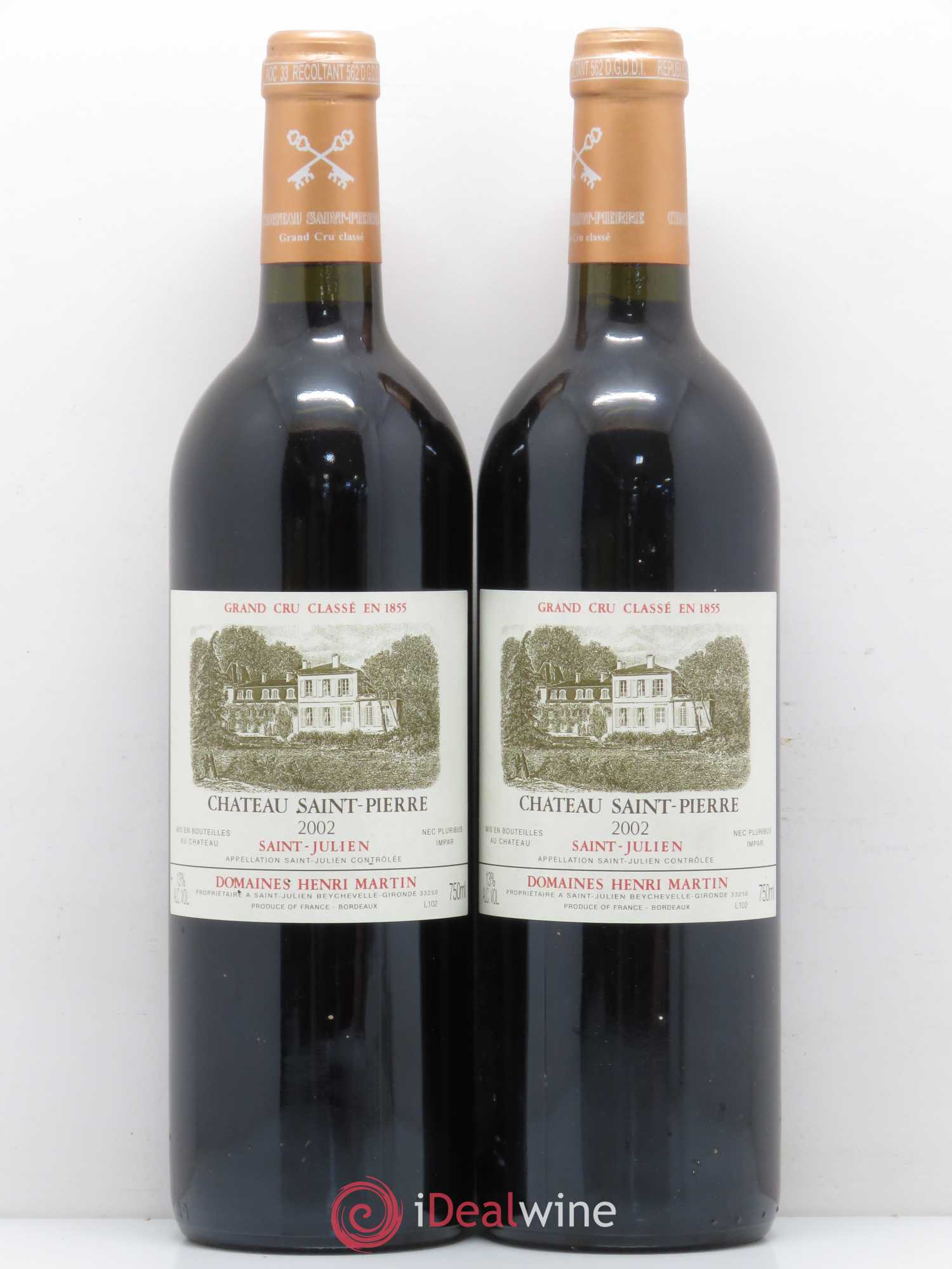 Château Saint-Pierre 4ème Grand Cru Classé 2002 - Lot de 2 bouteilles - 0