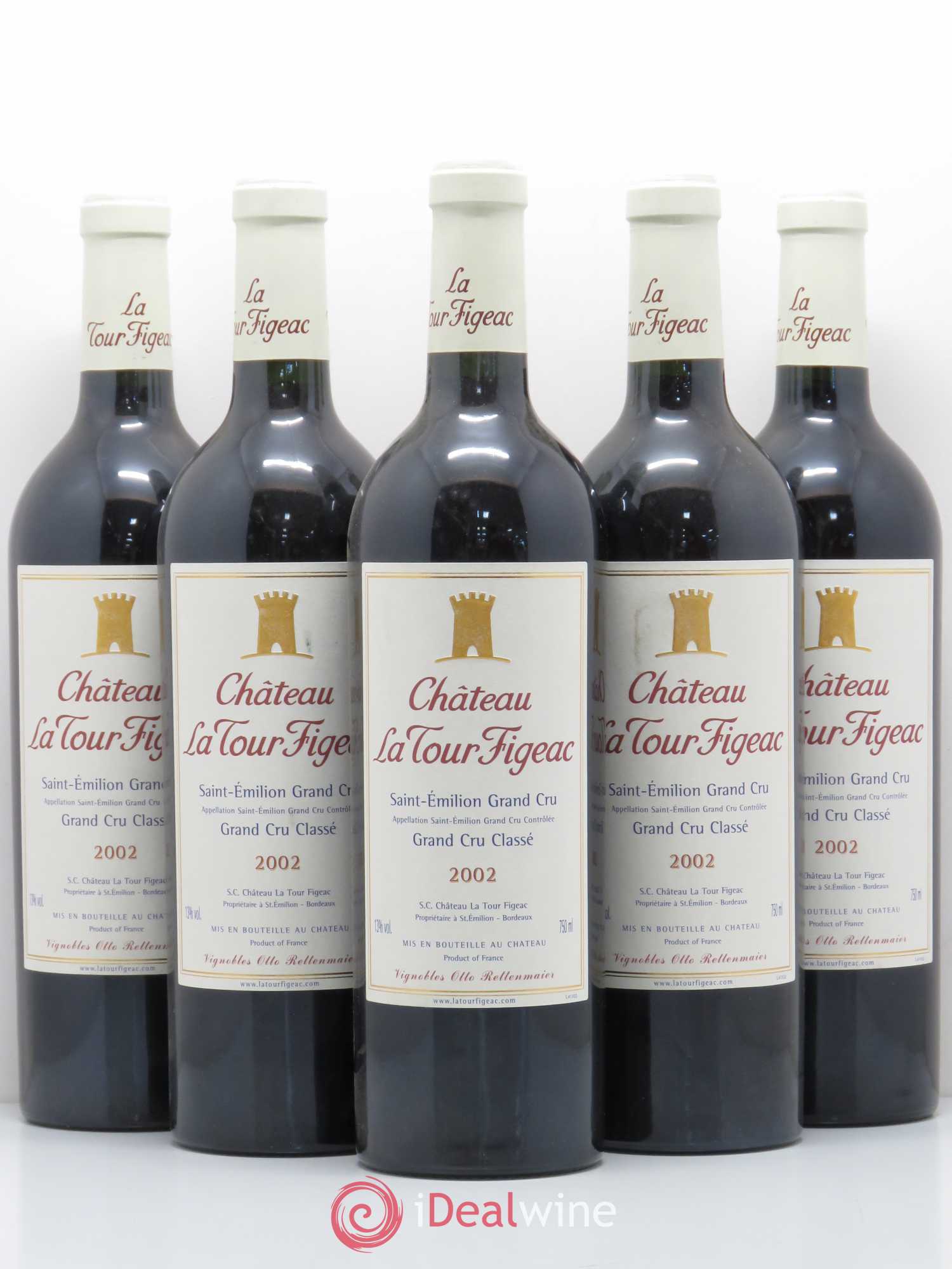 Château la Tour Figeac Grand Cru Classé 2002 - Lot de 5 bouteilles - 0