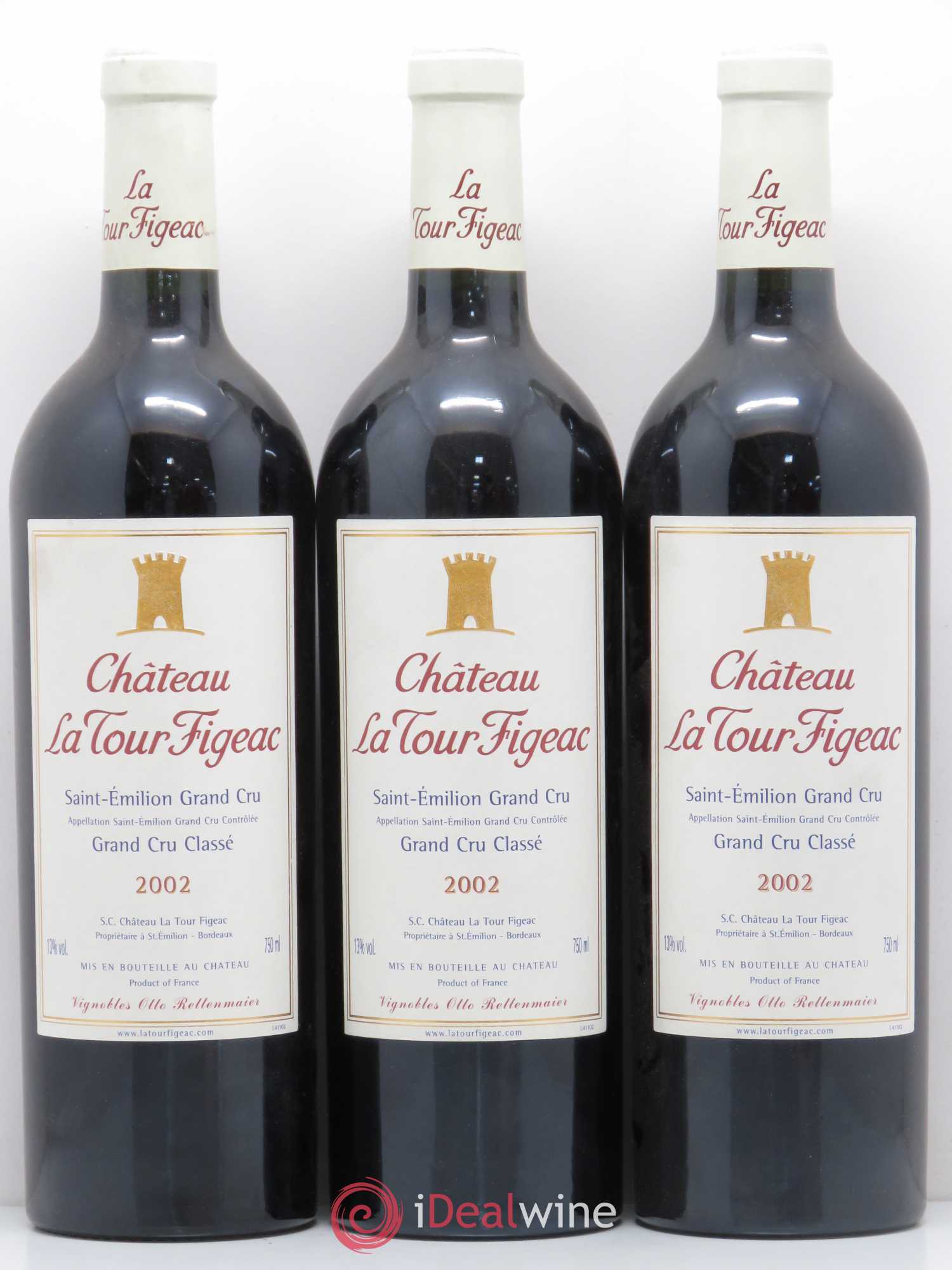 Château la Tour Figeac Grand Cru Classé 2002 - Lot de 3 bouteilles - 0