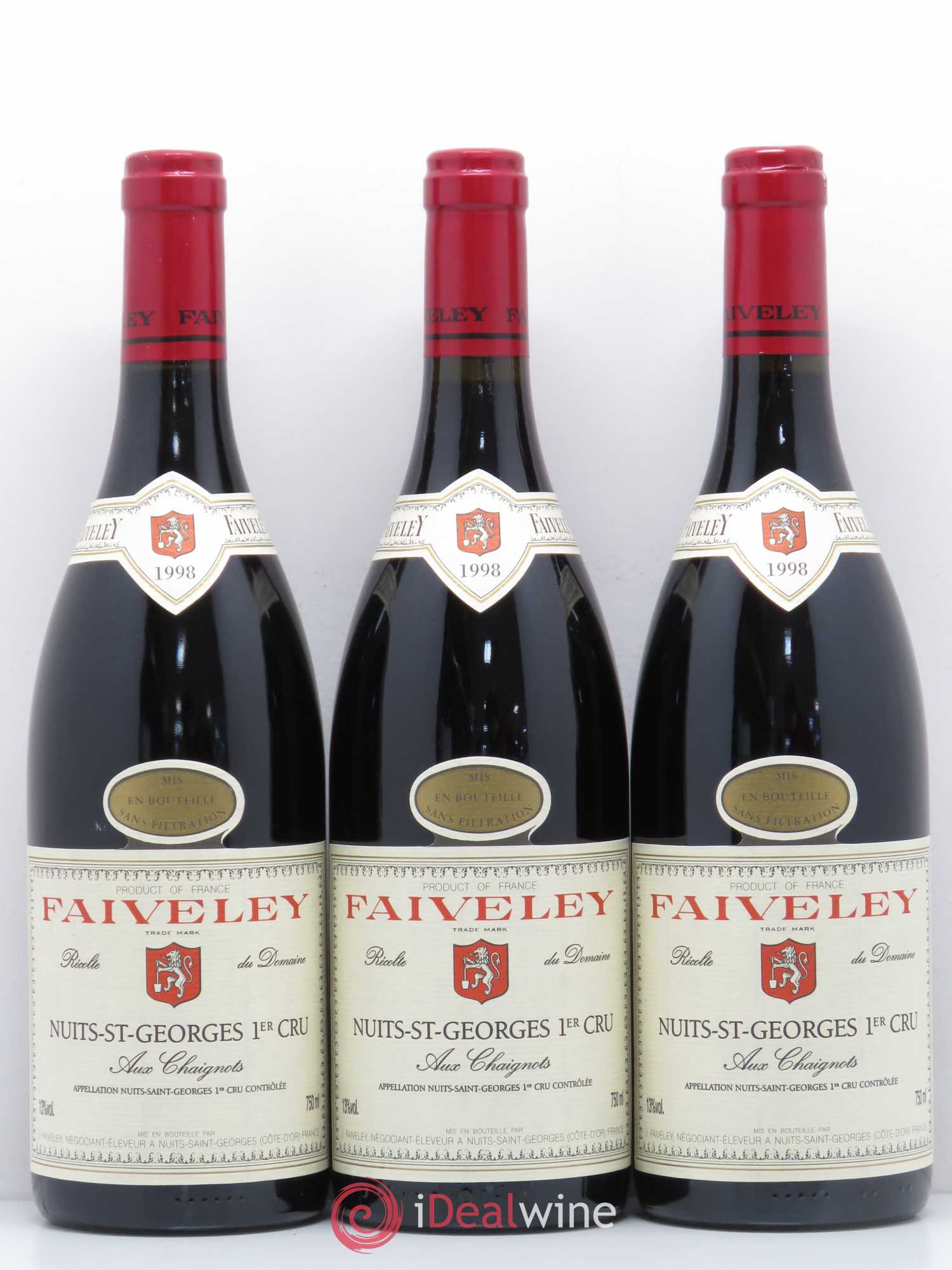 Nuits-Saint-Georges 1er Cru Aux Chaignots Faiveley 1998 - Lot de 3 bouteilles - 0