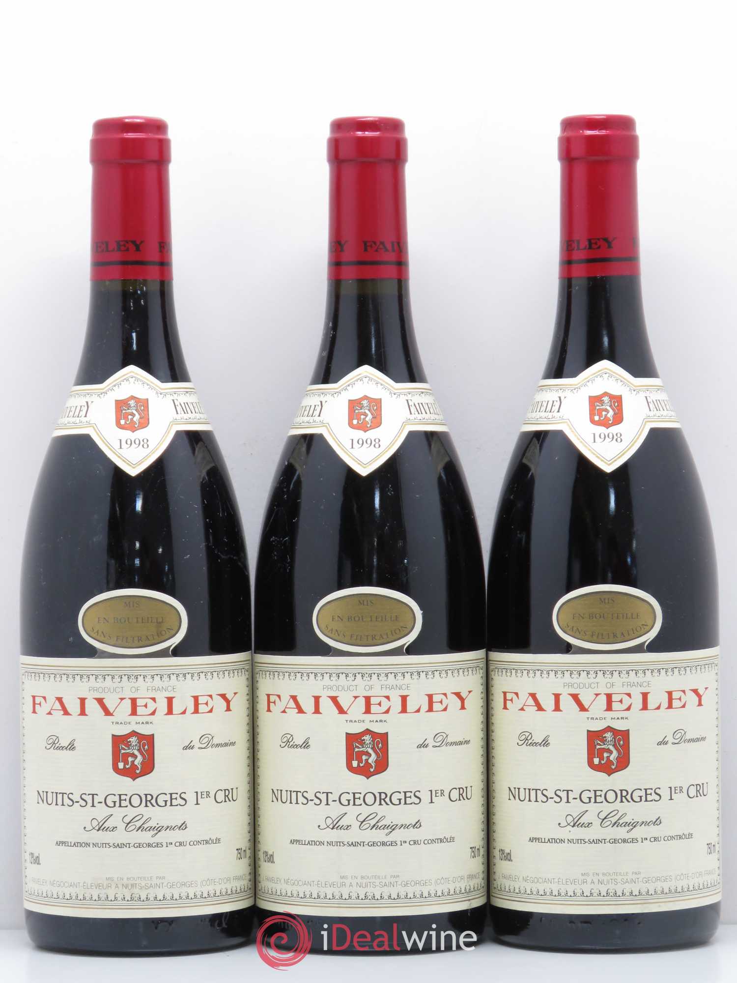 Nuits-Saint-Georges 1er Cru Aux Chaignots Faiveley 1998 - Lot de 3 bouteilles - 0