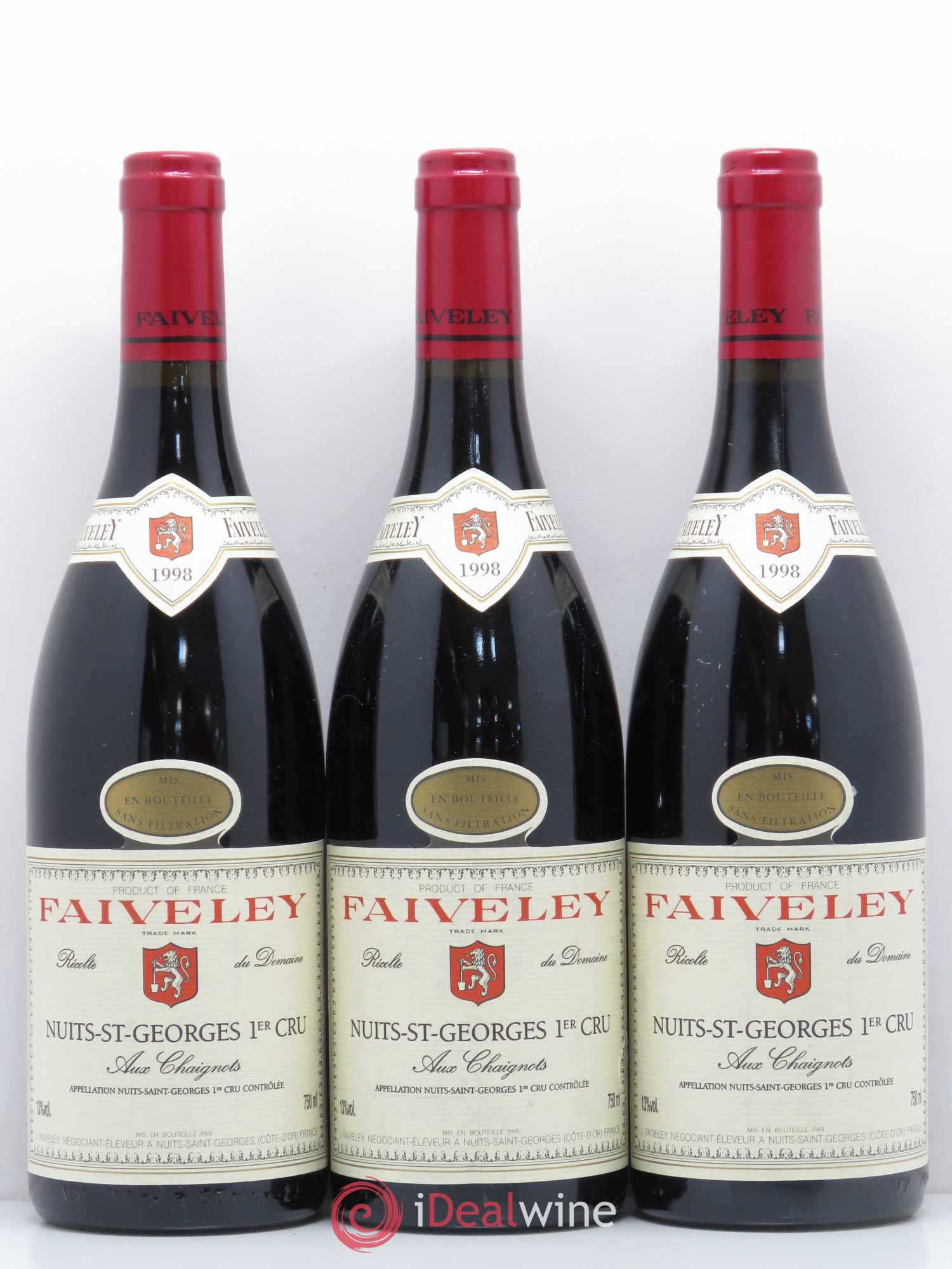 Nuits-Saint-Georges 1er Cru Aux Chaignots Faiveley 1998 - Lot de 3 bouteilles - 0