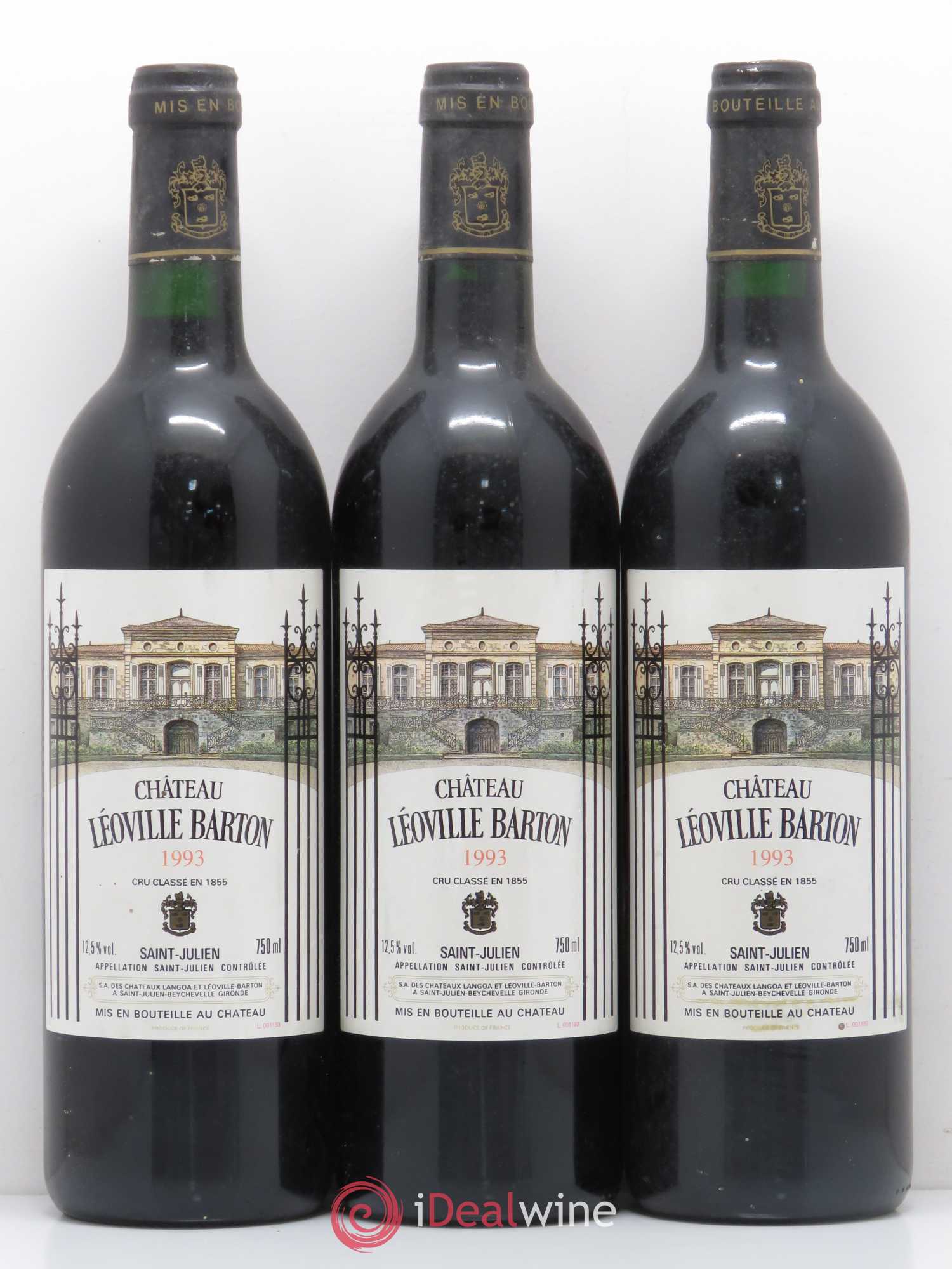 Château Léoville Barton 2ème Grand Cru Classé 1993 - Lot de 3 bouteilles - 0