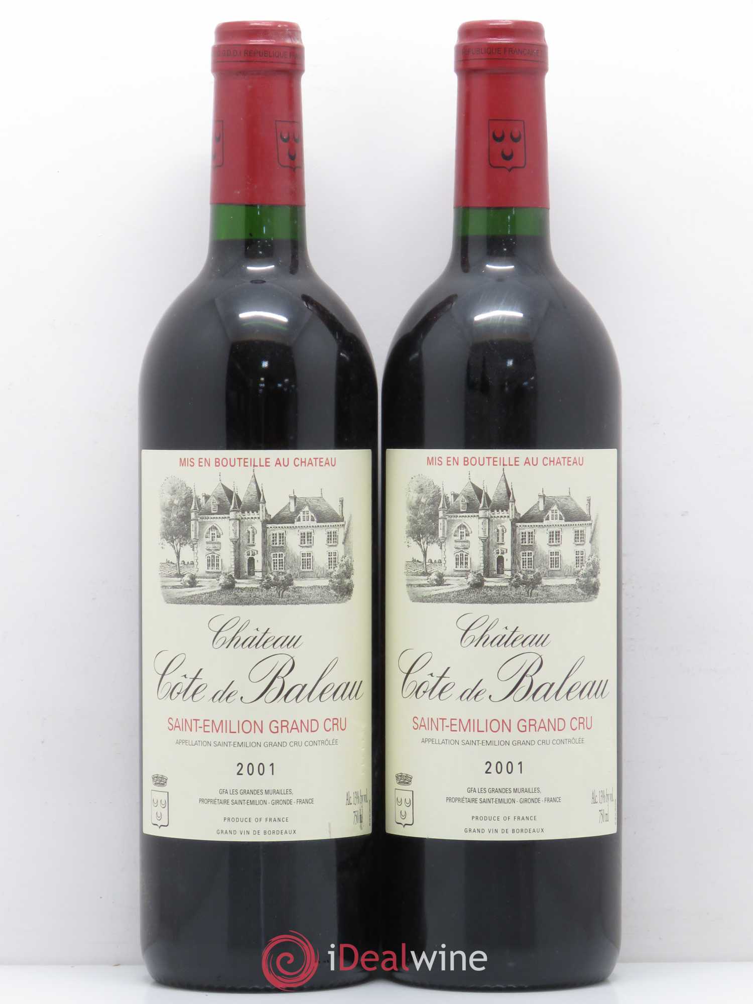 Château Côte de Baleau Grand Cru Classé 2001 - Lot de 2 bouteilles - 0
