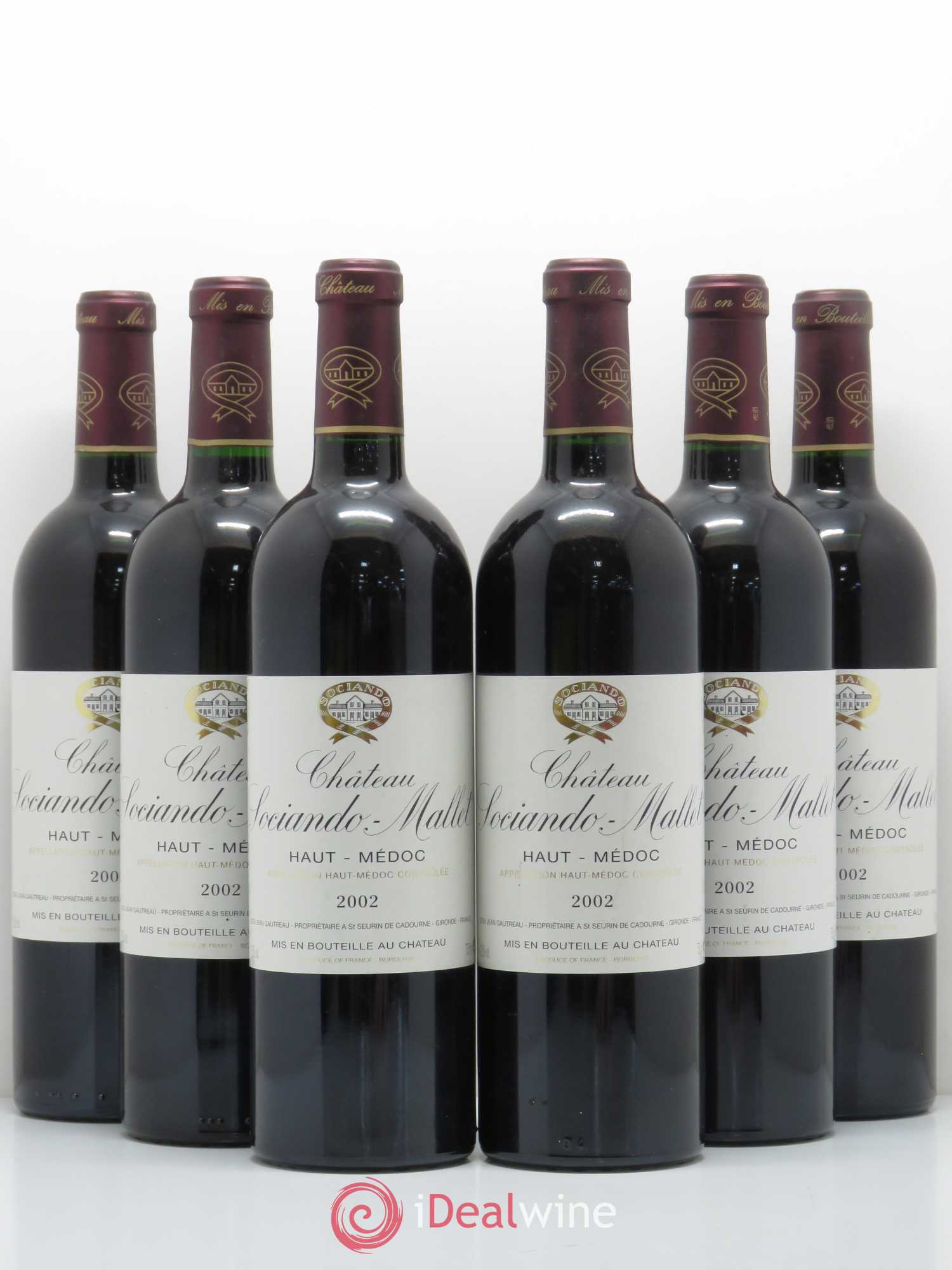 Château Sociando Mallet 2002 - Lot de 6 bouteilles - 0