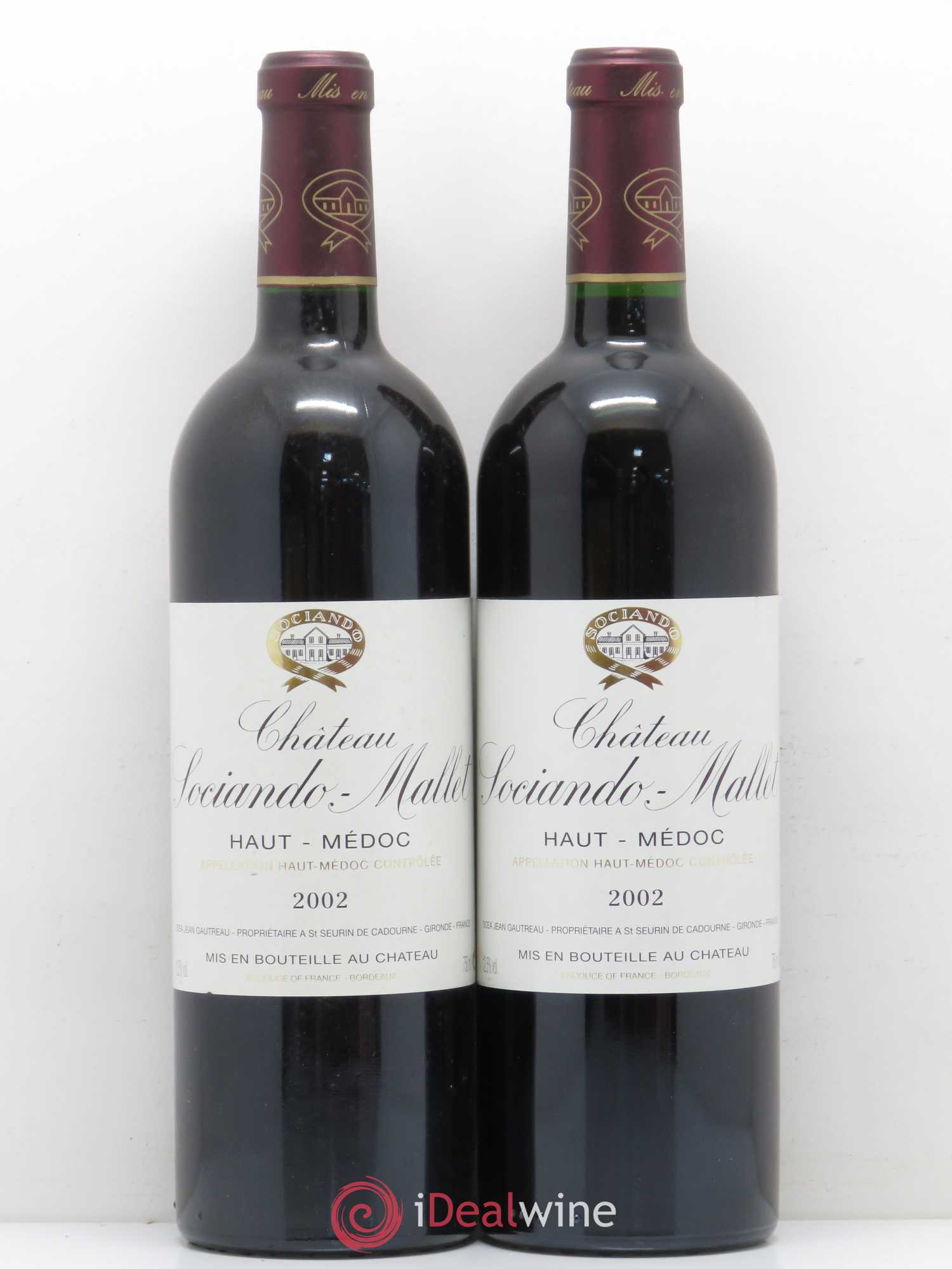 Château Sociando Mallet 2002 - Lot de 2 bouteilles - 0
