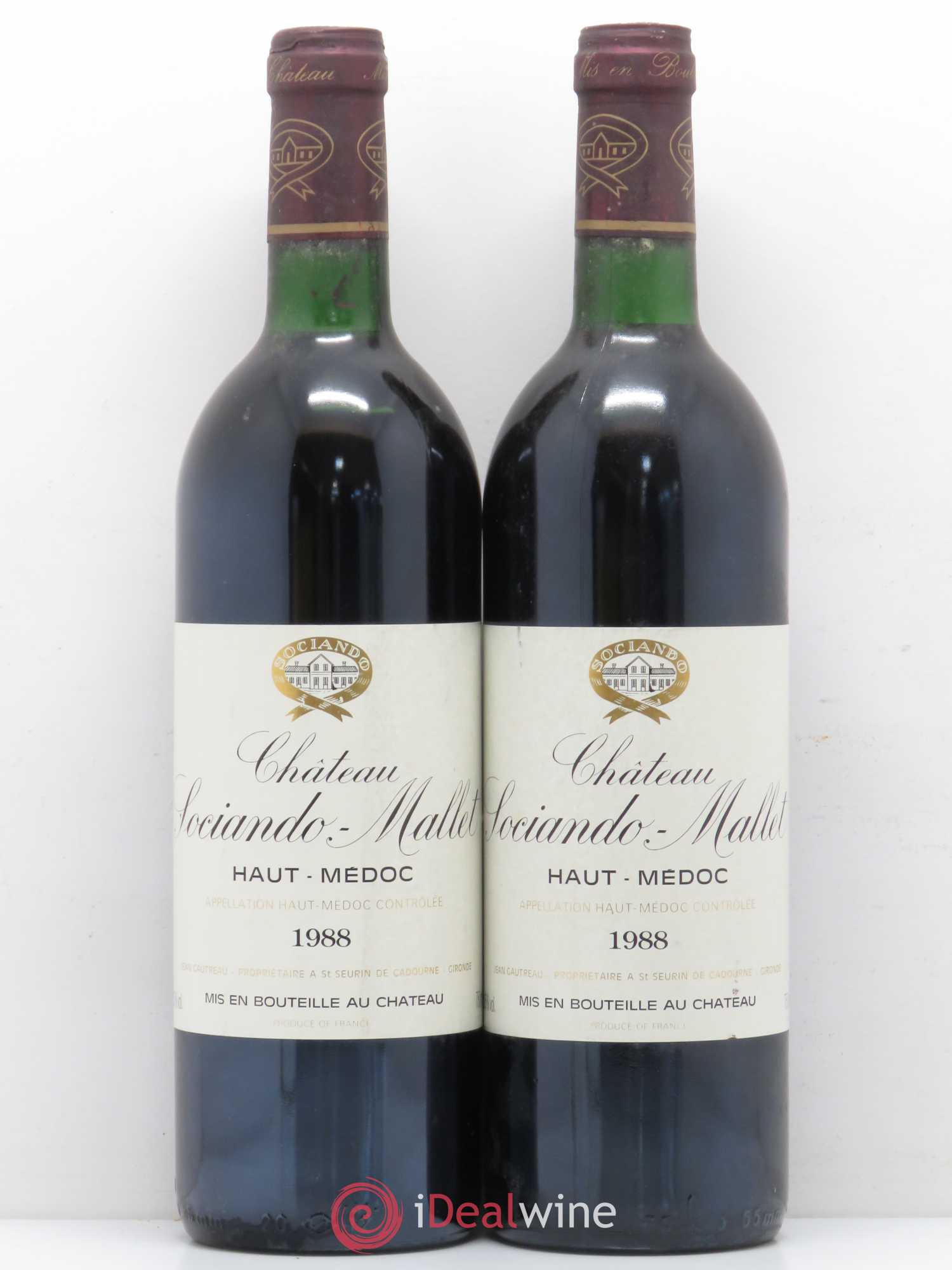 Château Sociando Mallet 1988 - Lot de 2 bouteilles - 0