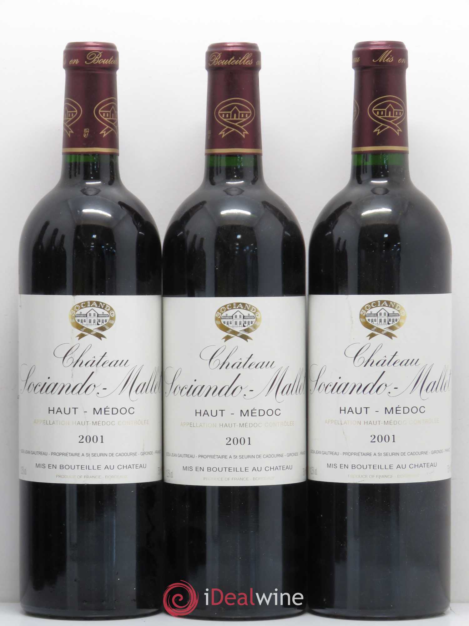 Château Sociando Mallet 2001 - Lot de 6 bouteilles - 1
