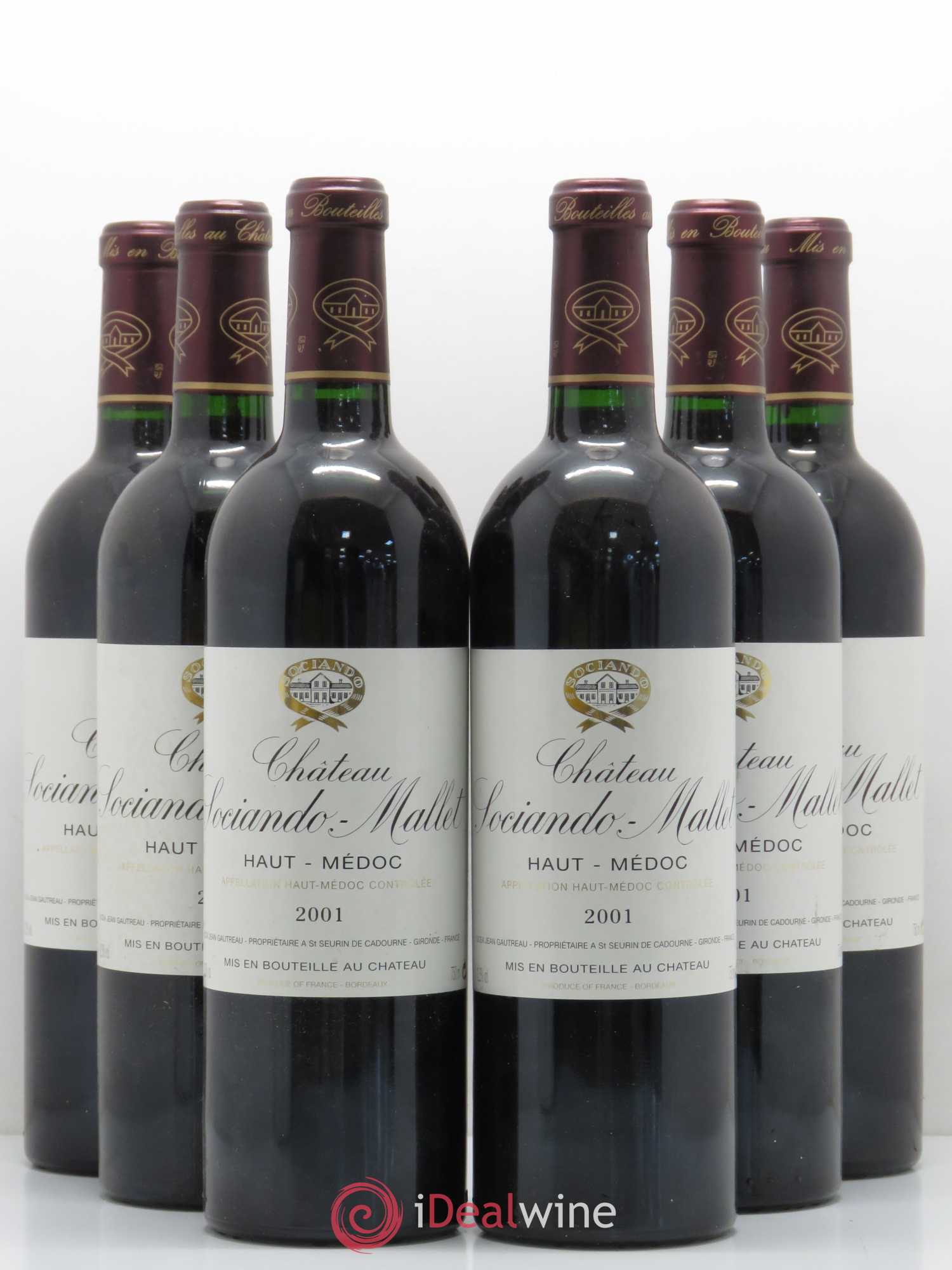 Château Sociando Mallet 2001 - Lot de 6 bouteilles - 0