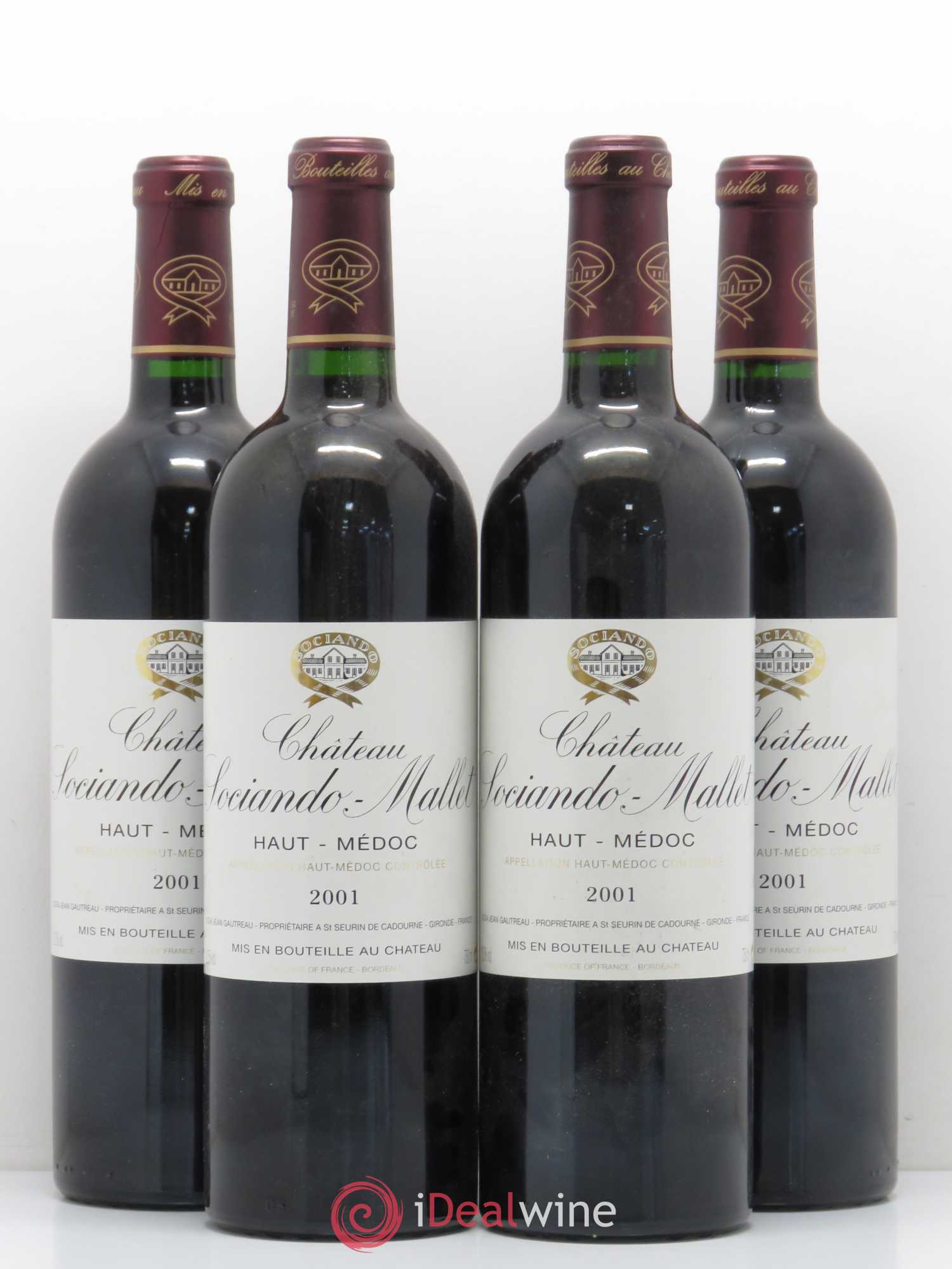 Château Sociando Mallet 2001 - Lot de 4 bouteilles - 0
