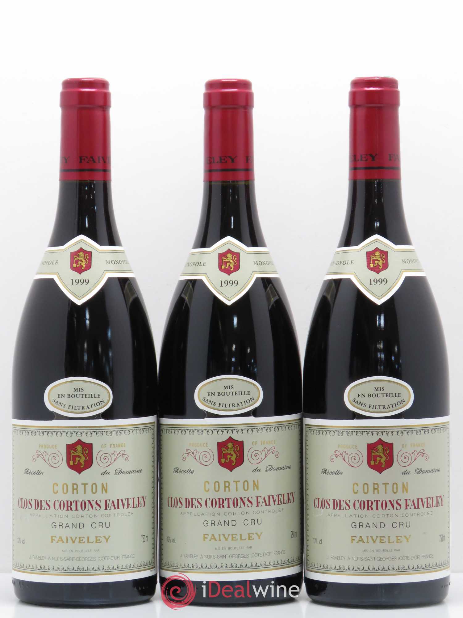 Corton Grand Cru Clos des Cortons Faiveley 1999 - Lot de 3 bouteilles - 0