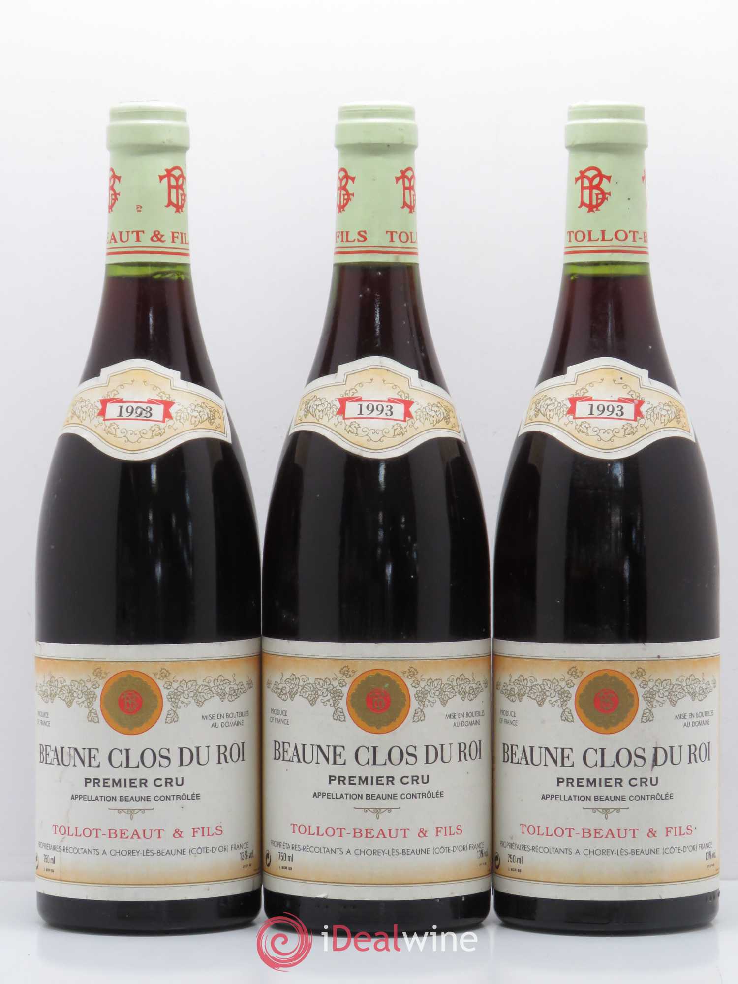 Beaune 1er Cru Clos du Roi Tollot Beaut 1993 - Posten von 3 Flaschen - 0