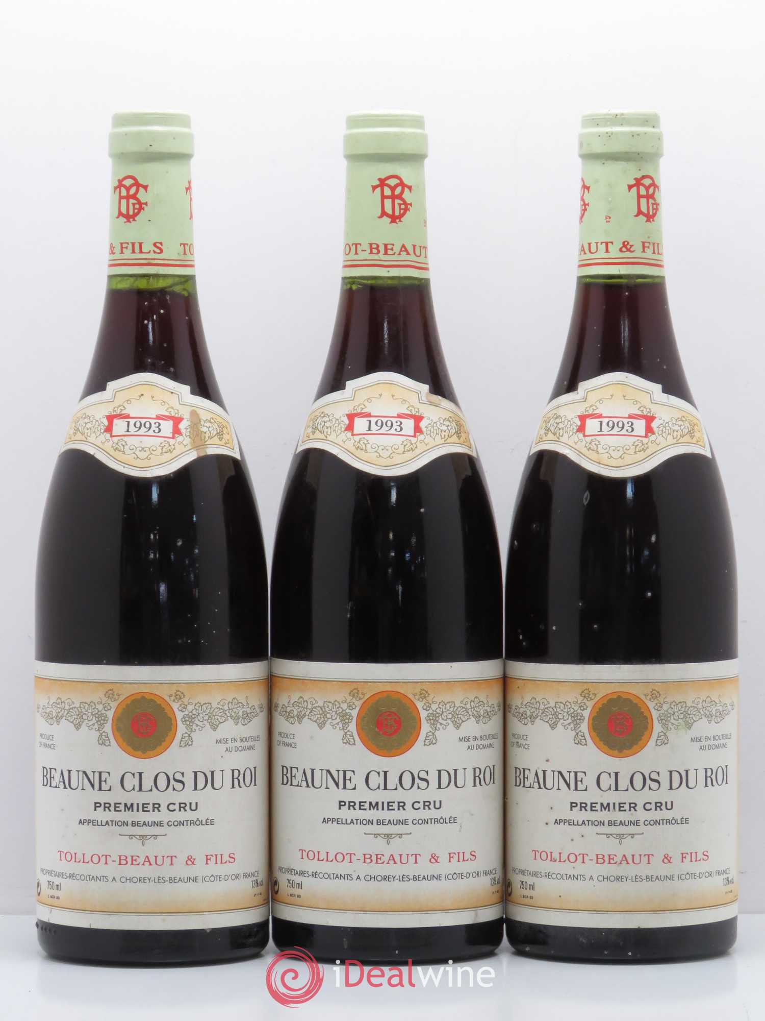 Beaune 1er Cru Clos du Roi Tollot Beaut 1993 - Posten von 3 Flaschen - 0