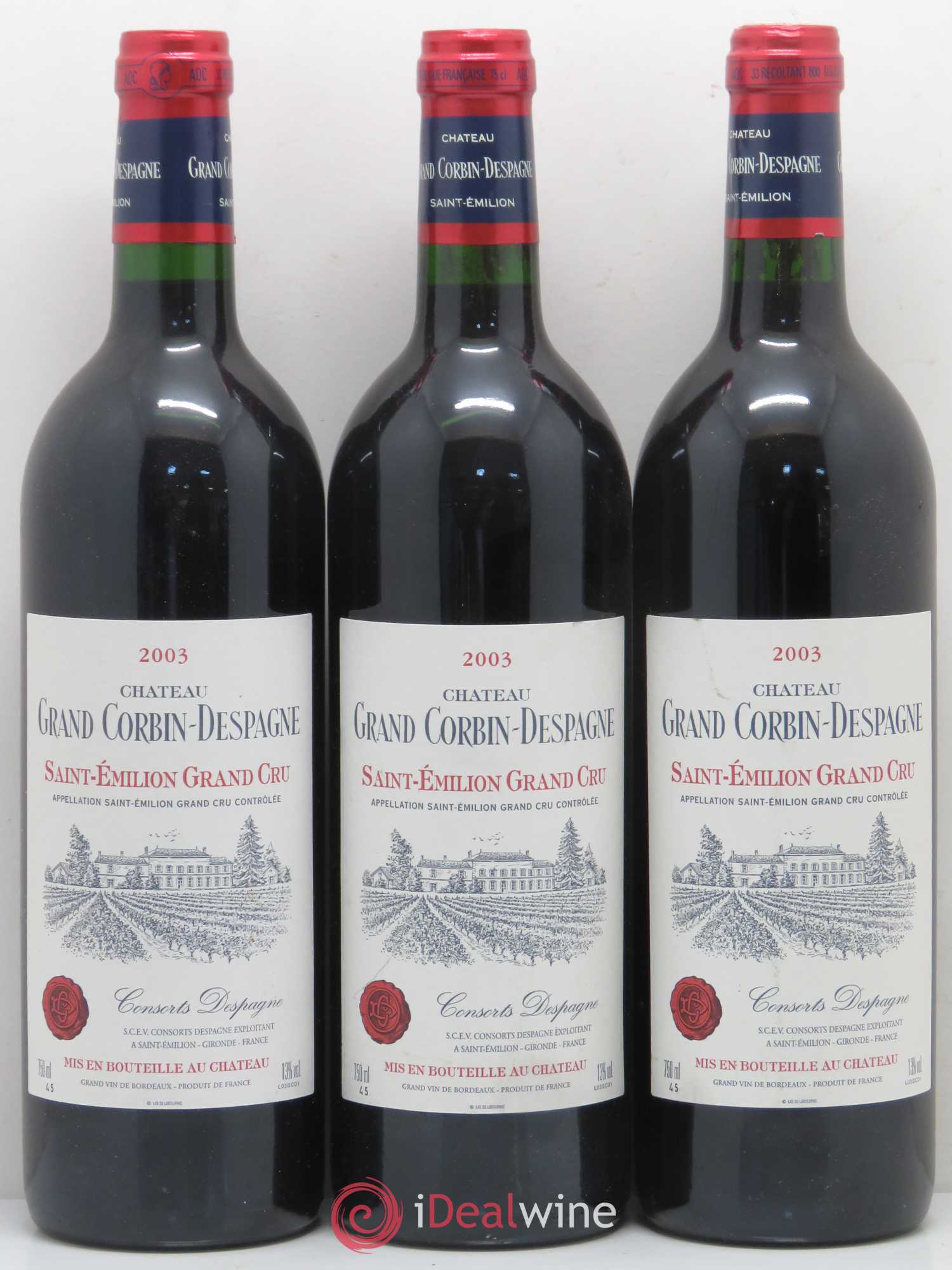 Château Grand Corbin Grand Cru Classé Despagne 2003 - Lot de 6 bouteilles - 1