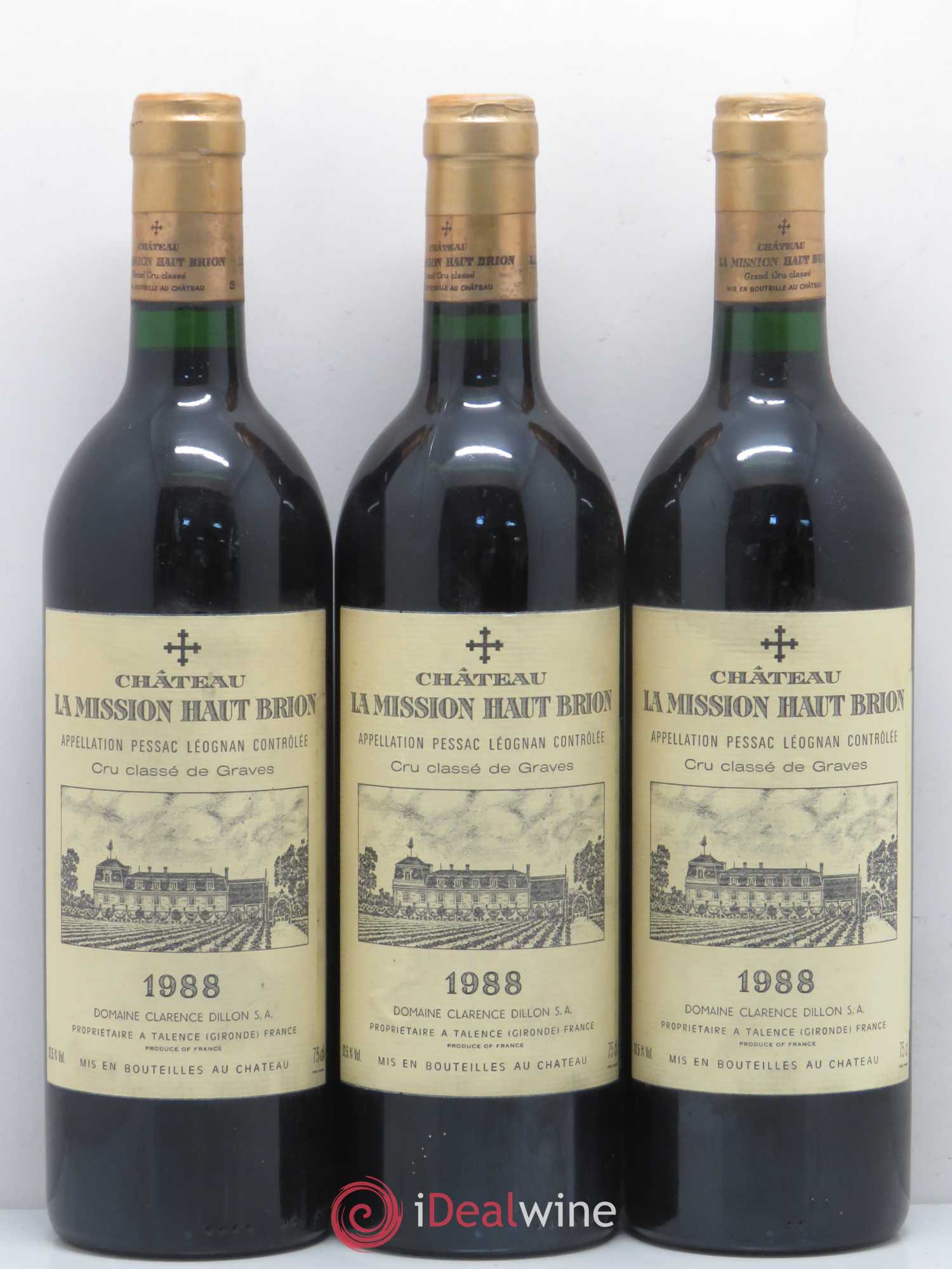 Château la Mission Haut-Brion Cru Classé de Graves 1988 - Lot de 3 bouteilles - 0