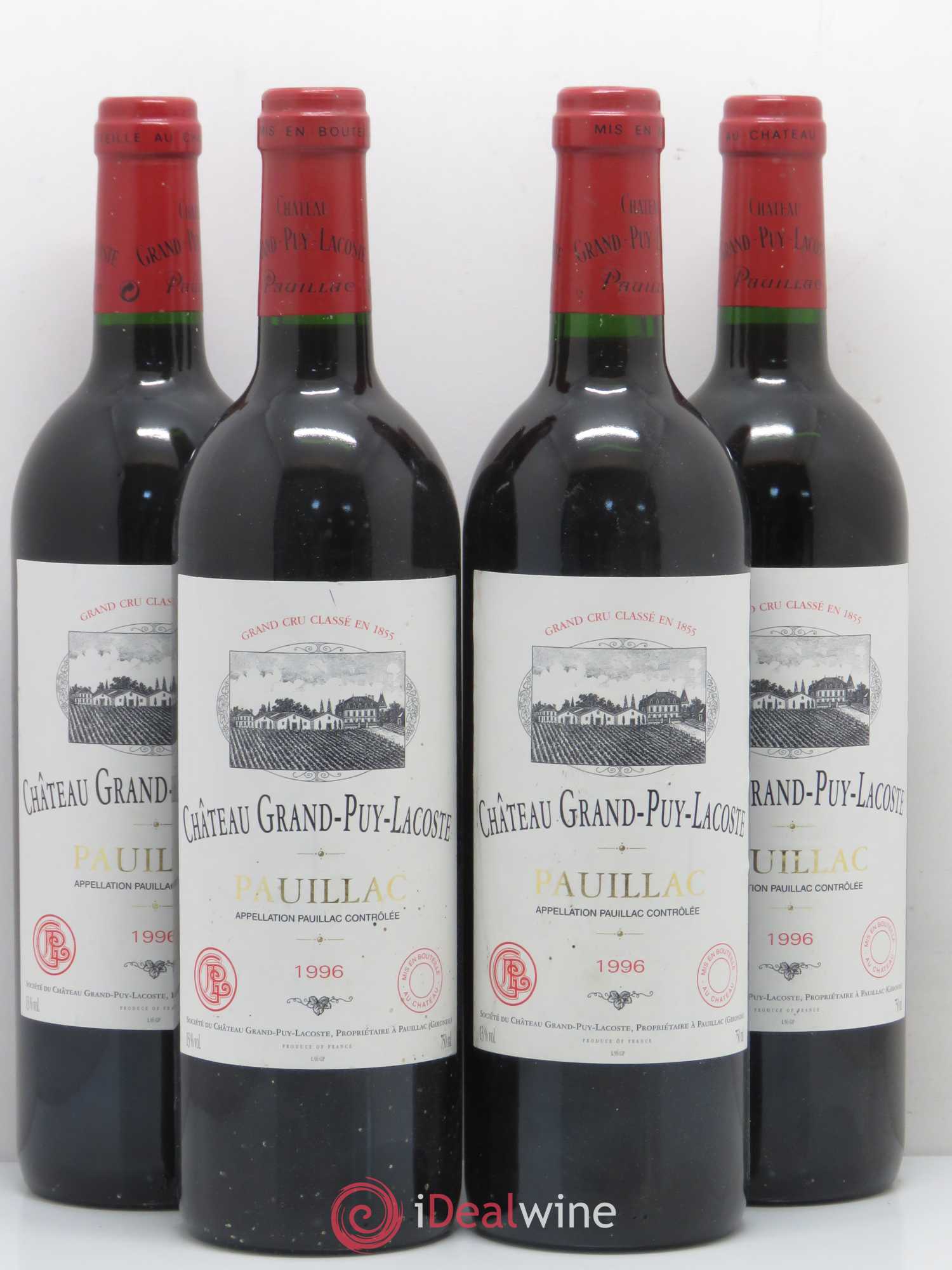 Château Grand Puy Lacoste 5ème Grand Cru Classé 1996 - Lot de 4 bouteilles - 0