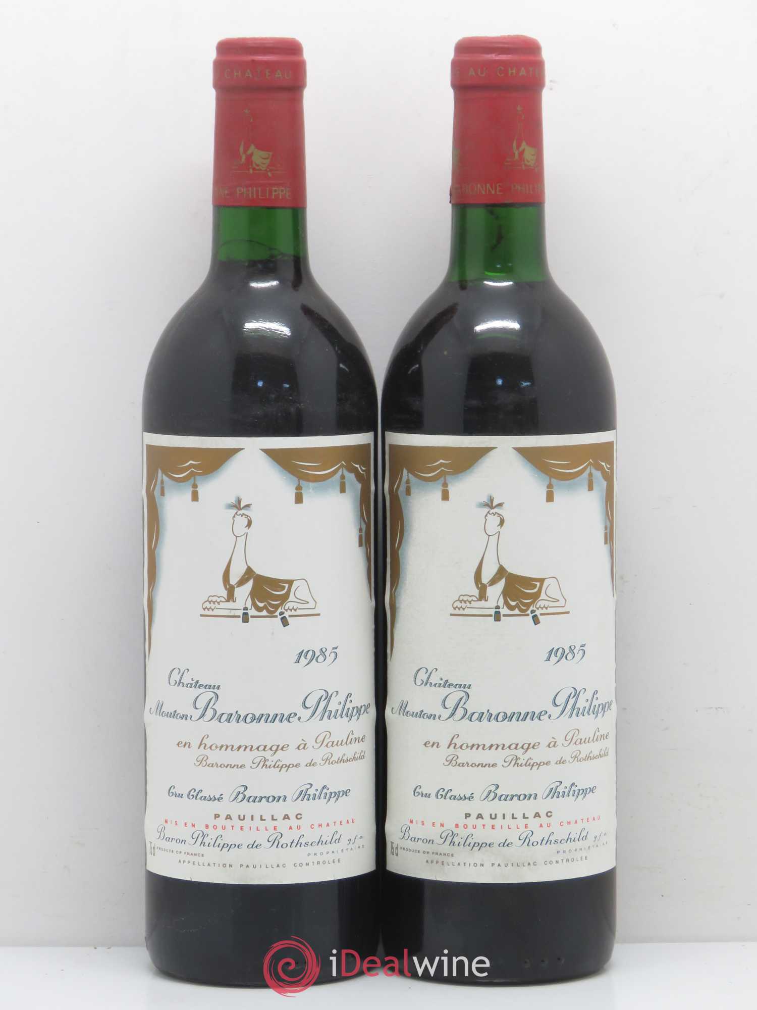 Château d' Armailhac - Mouton Baron(ne) Philippe 5ème Grand Cru Classé 1985 - Lot de 2 bouteilles - 0