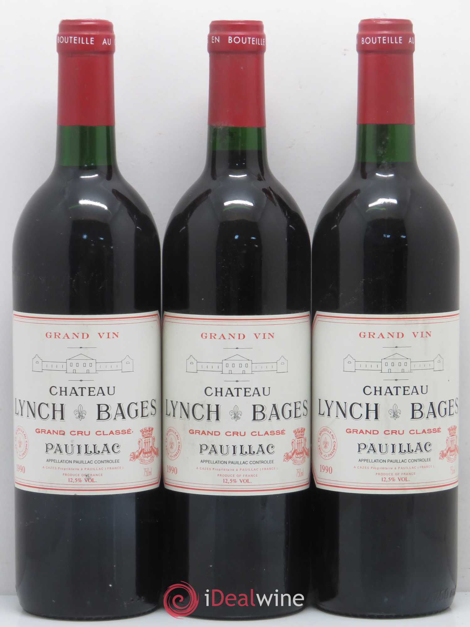 Château Lynch Bages 5ème Grand Cru Classé 1990 - Lot de 3 bouteilles - 0