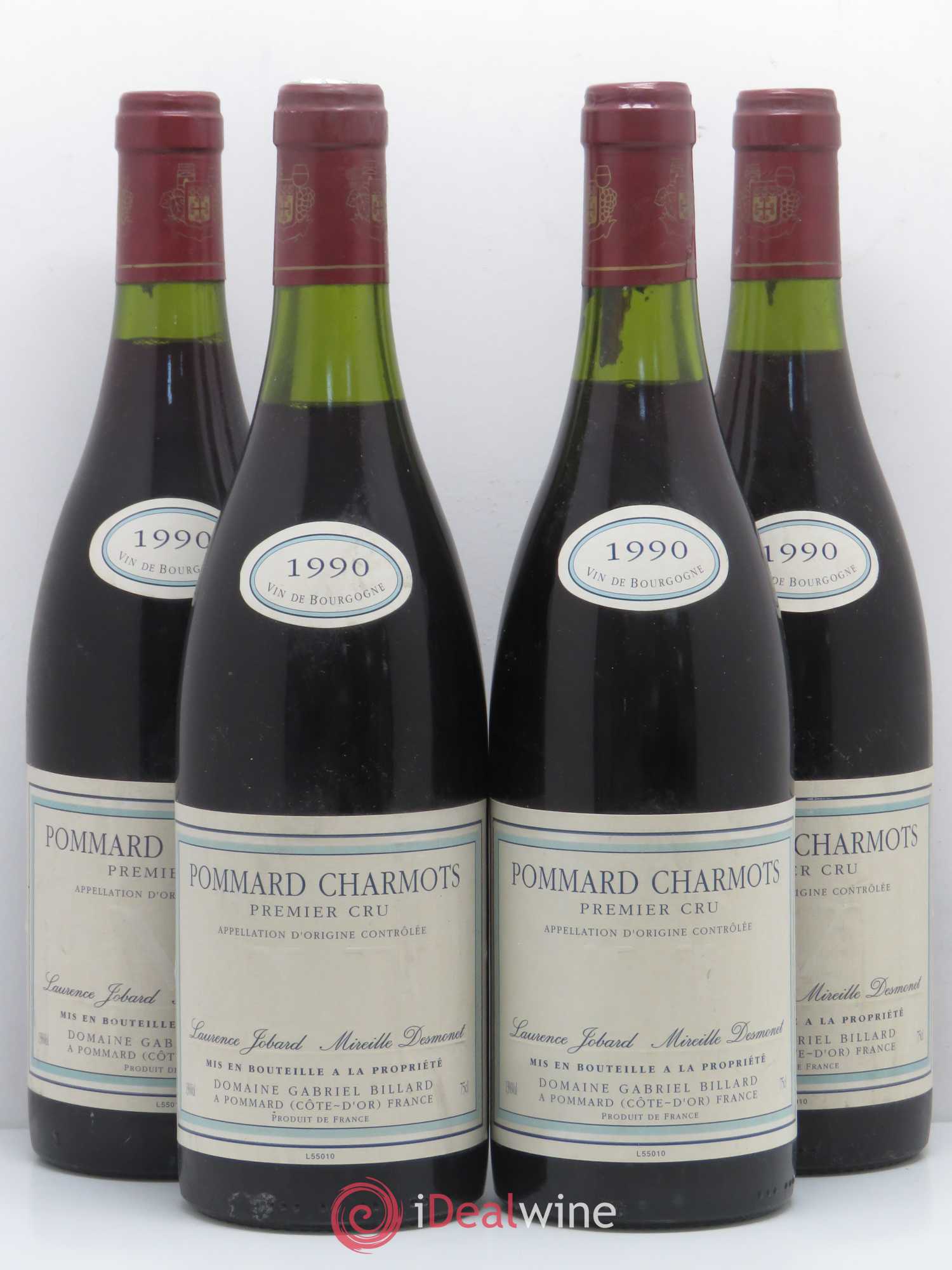 Pommard 1er Cru Charmots Jobard 1990 - Lot de 4 bouteilles - 0