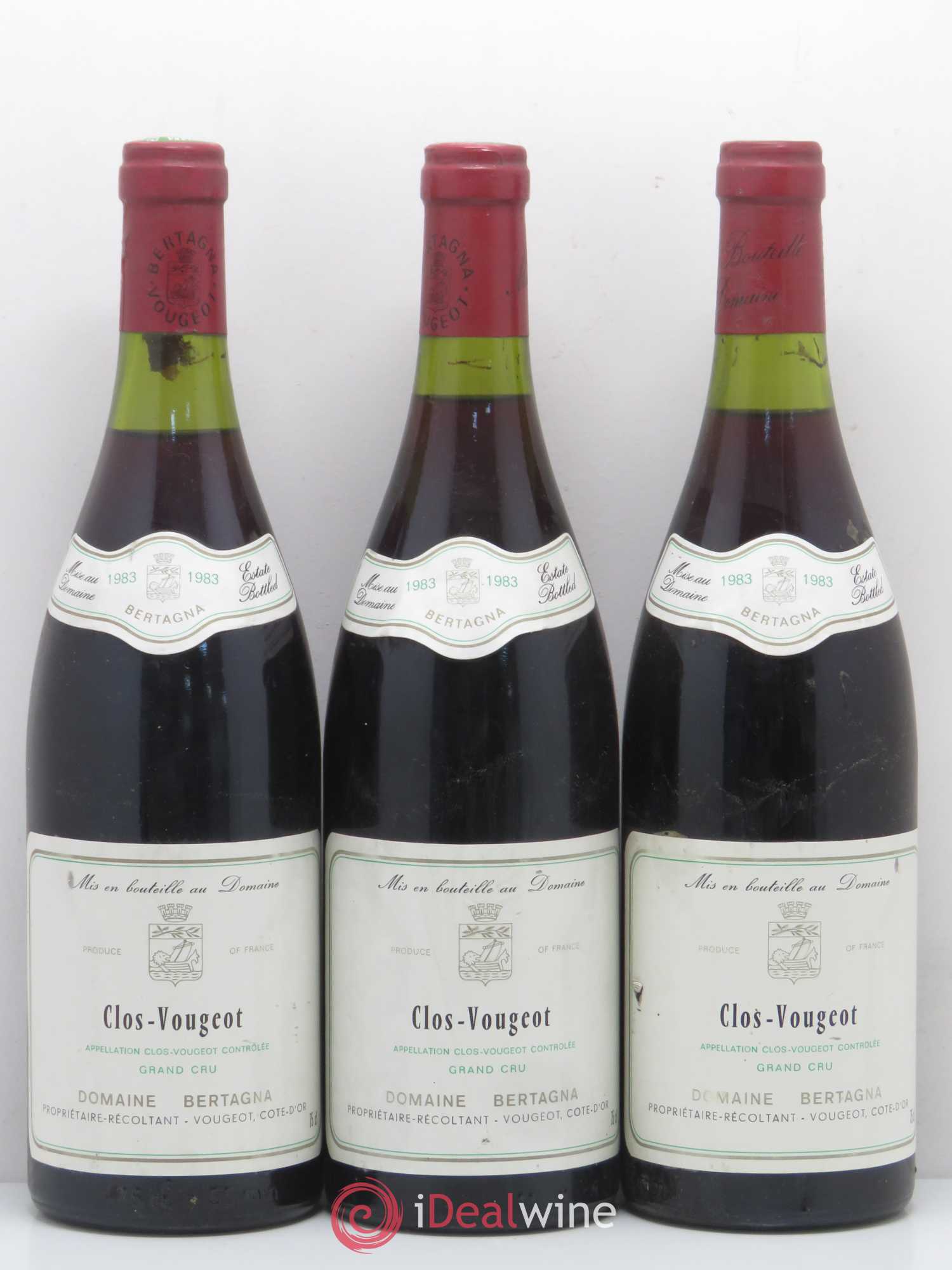 Clos de Vougeot Grand Cru Bertagna 1983 - Lot de 3 bouteilles - 0