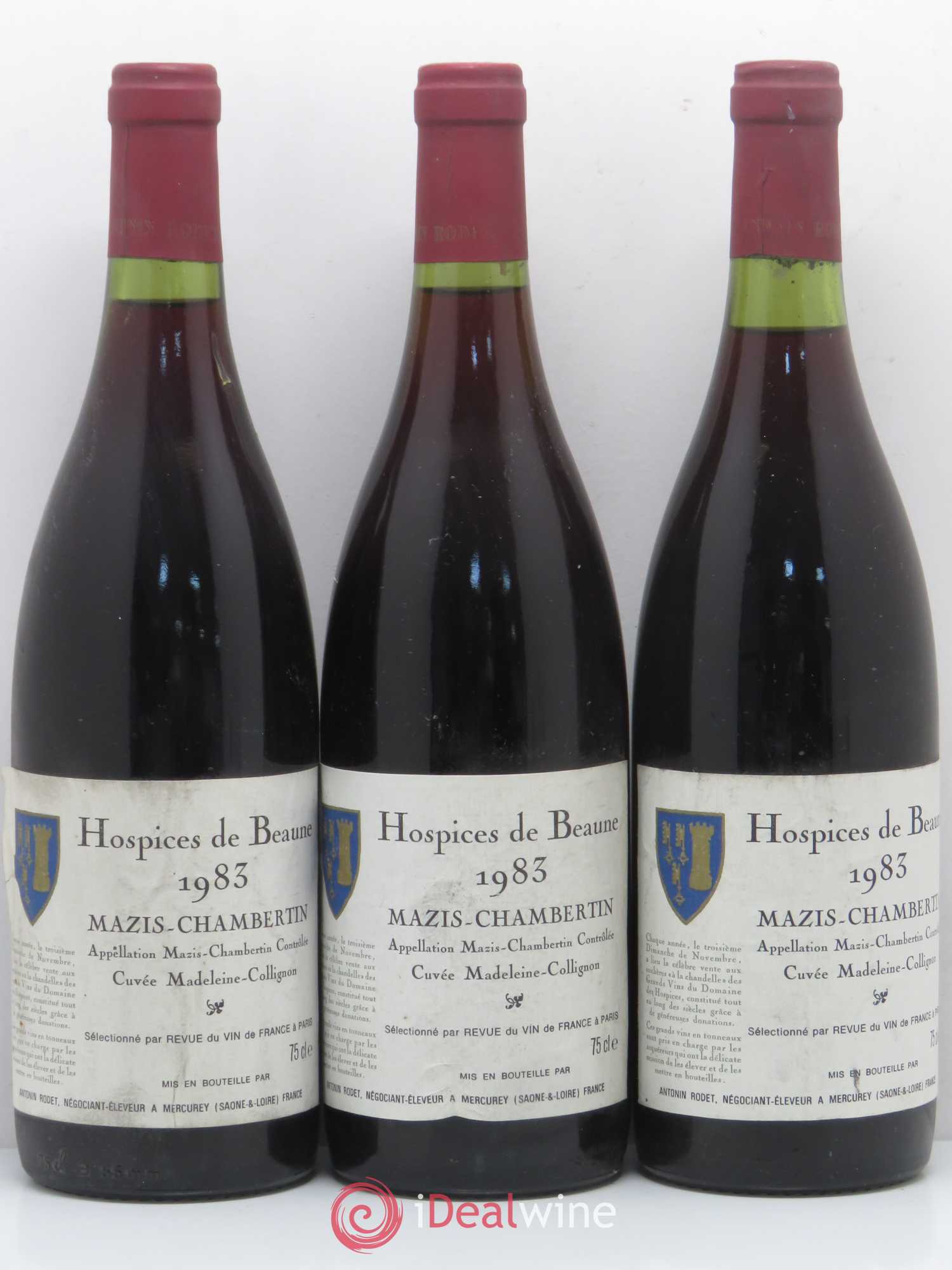 Mazis-Chambertin Grand Cru cuvée Madeleine Collignon Hospices de Beaune Rodet 1983 - Posten von 3 Flaschen - 0