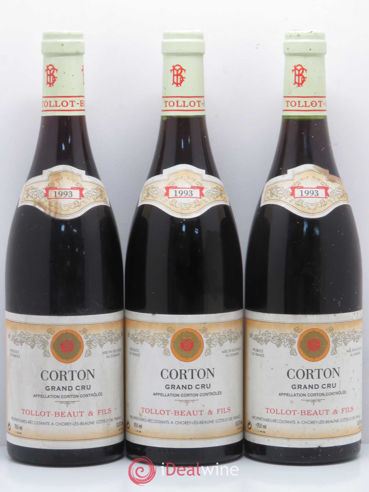 Corton Grand Cru Tollot Beaut (Domaine) 1993 - Lot de 3 bouteilles - 0