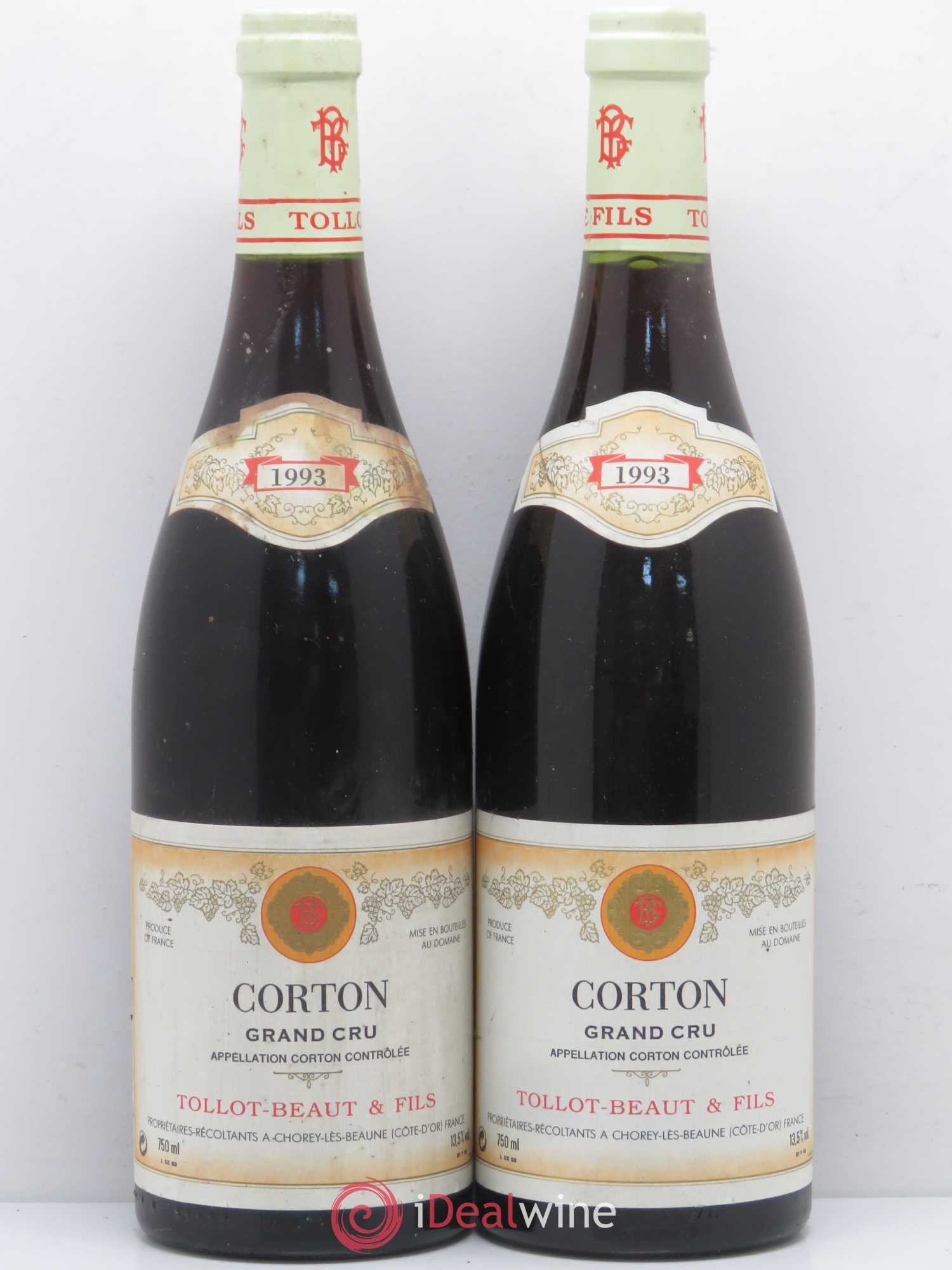 Corton Grand Cru Tollot Beaut (Domaine) 1993 - Lot de 2 bouteilles - 0