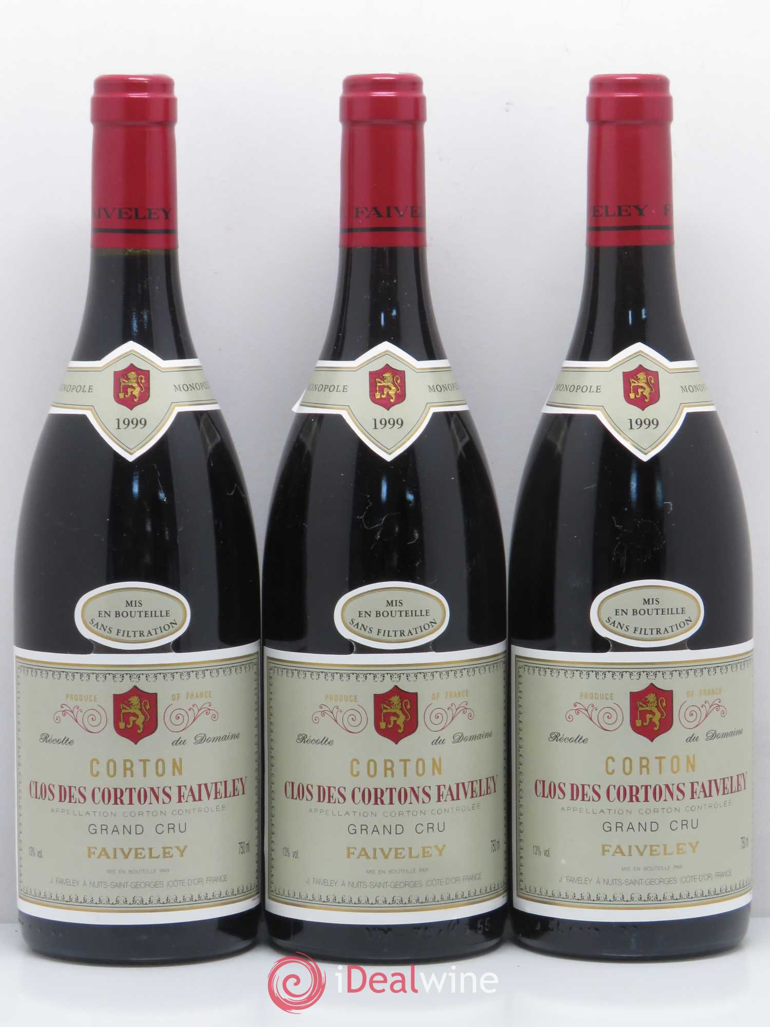 Corton Grand Cru Clos des Cortons Faiveley 1999 - Lot de 3 bouteilles - 0