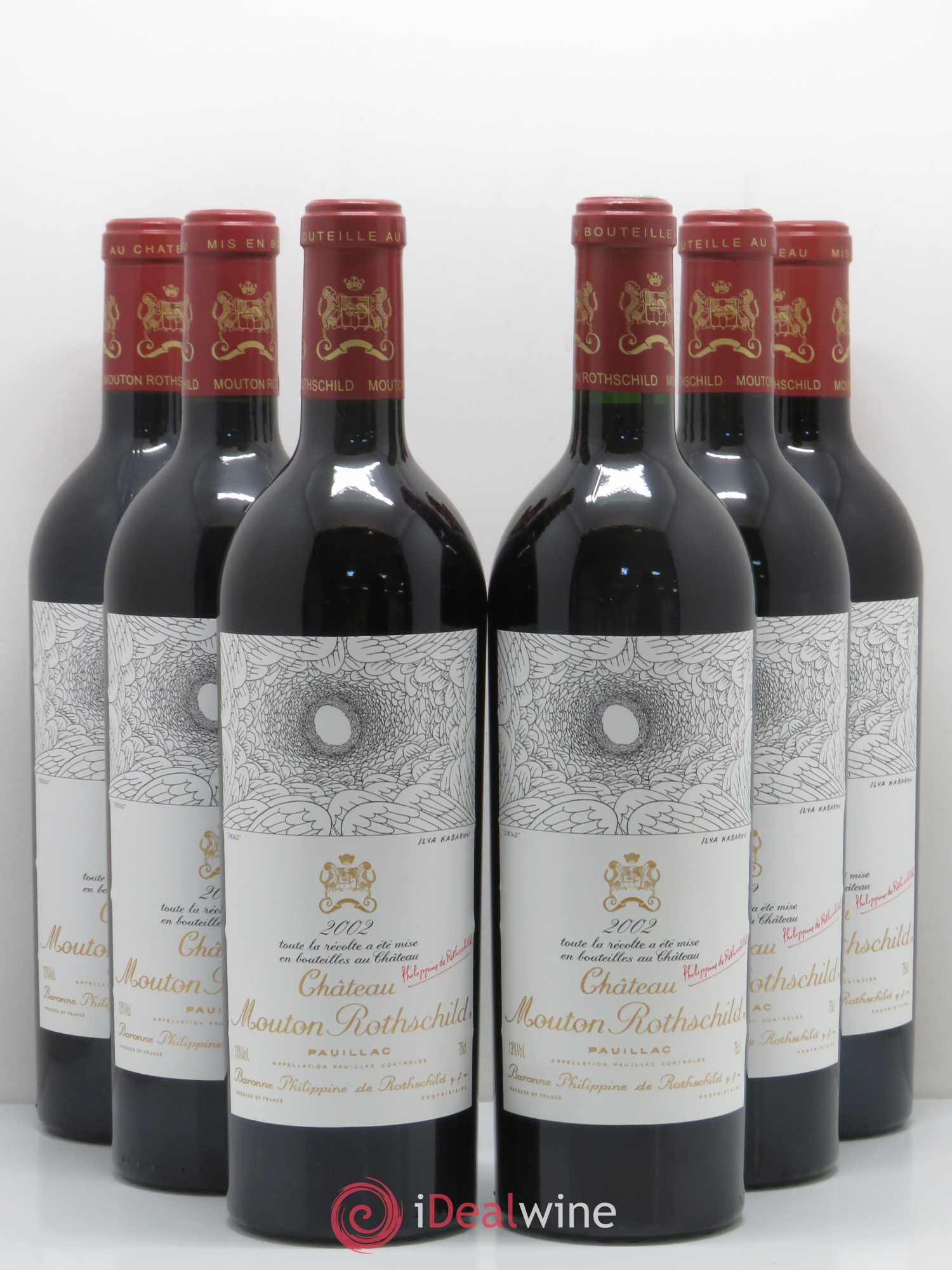 Château Mouton Rothschild 1er Grand Cru Classé 2002 - Lot de 6 bouteilles - 0