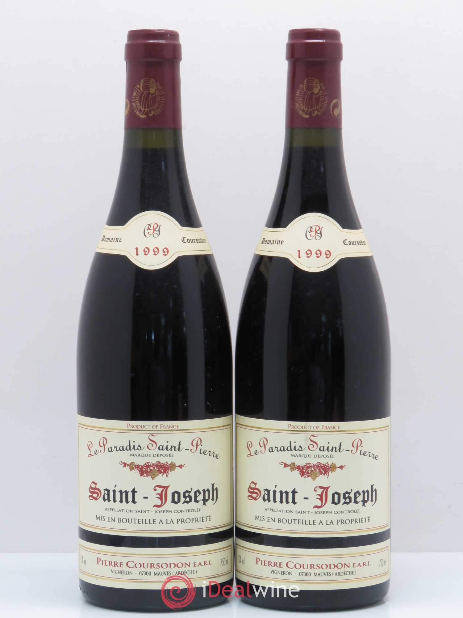 Saint-Joseph Le Paradis Saint-Pierre Pierre et Jérôme Coursodon 1999 - Lot de 2 bouteilles - 0
