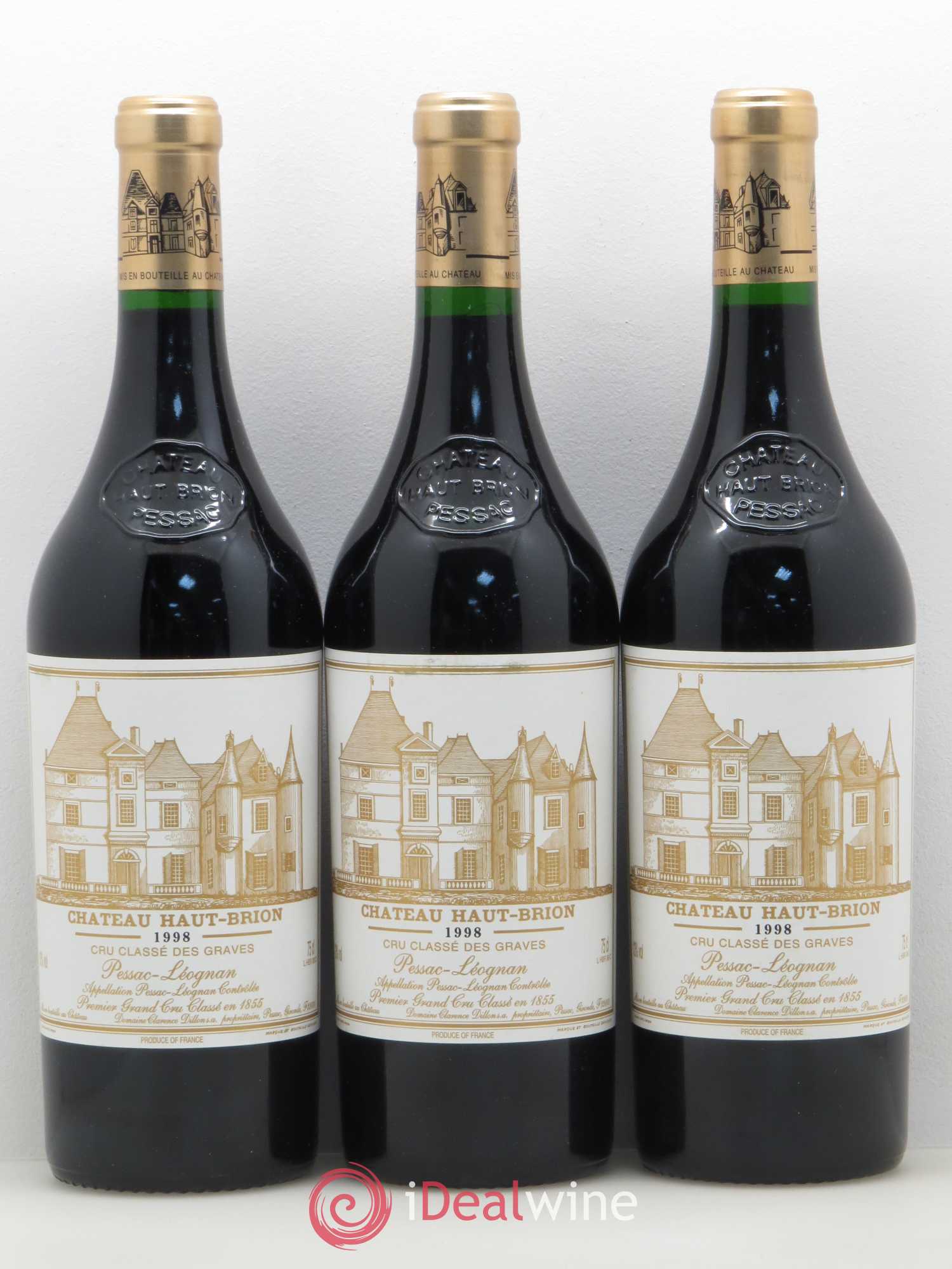 Château Haut Brion 1er Grand Cru Classé 1998 - Lot de 3 bouteilles - 0