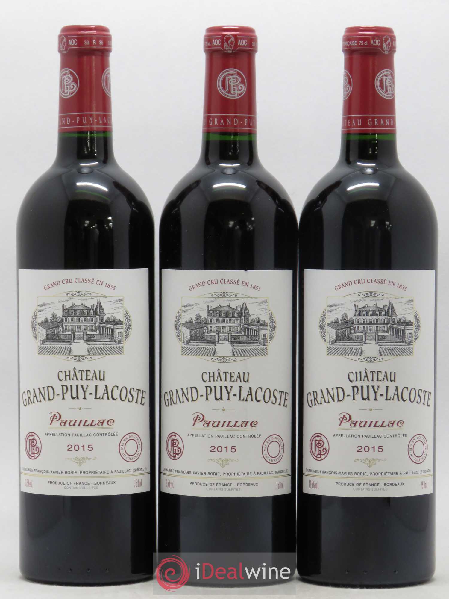 Château Grand Puy Lacoste 5ème Grand Cru Classé 2015 - Lot de 3 bouteilles - 0