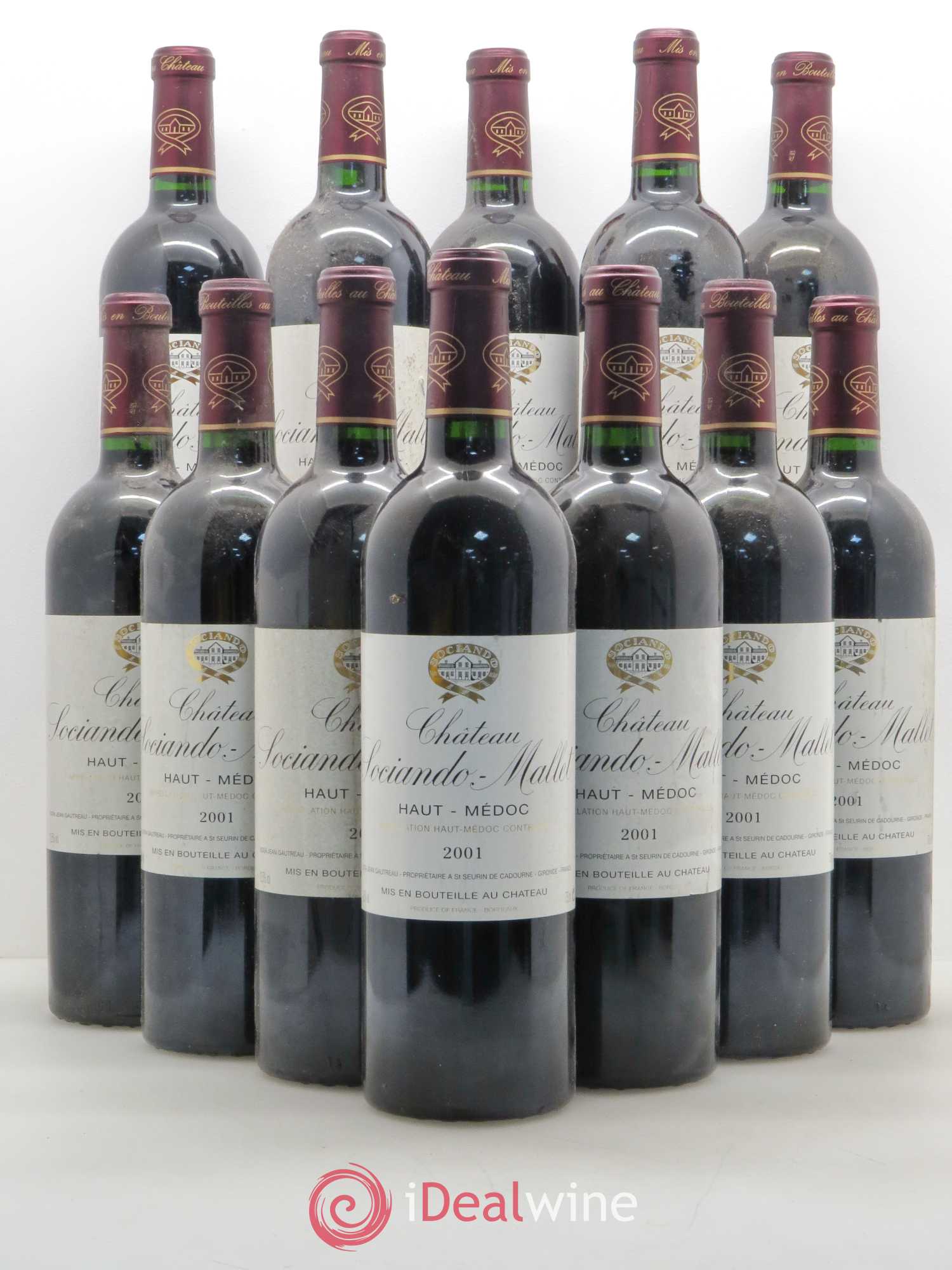 Château Sociando Mallet 2001 - Lot de 12 bouteilles - 0