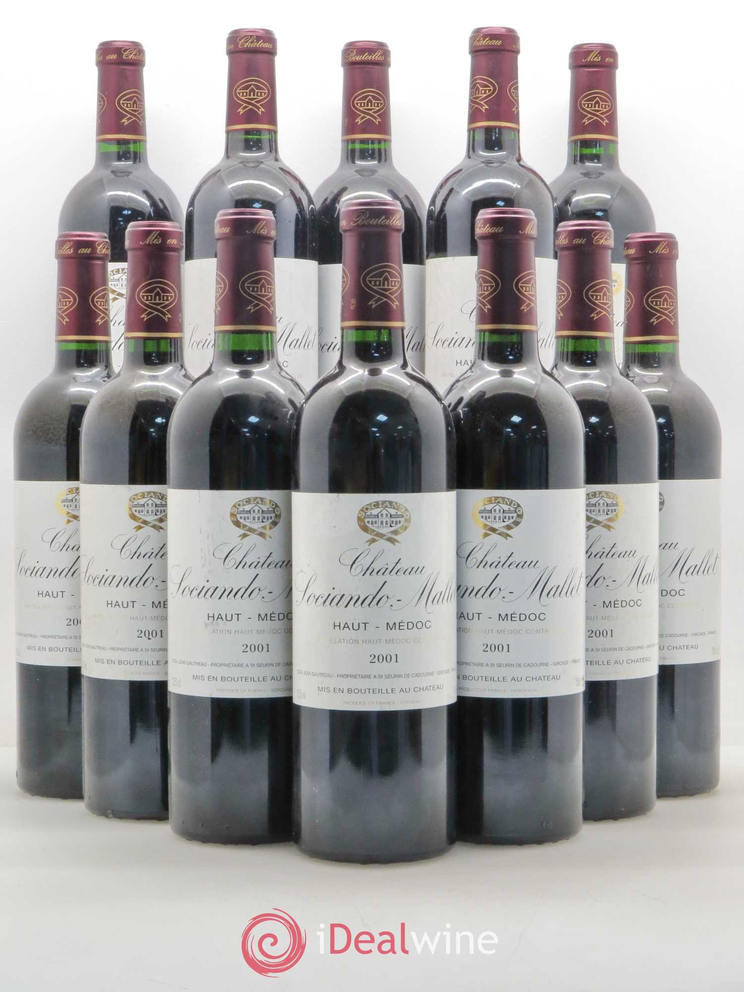 Château Sociando Mallet 2001 - Lot de 12 bouteilles - 0