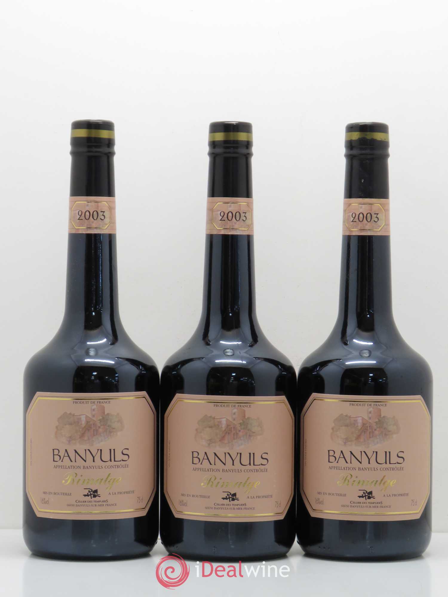 Banyuls Rimage Le Cellier des Templiers 2003 - Lot de 3 bouteilles - 0