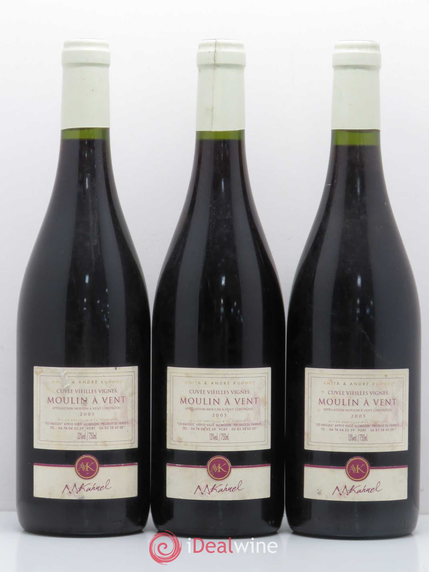 Moulin-à-Vent Cuvée Vieilles Vignes Anita et Andre Kuhnel 2005 - Posten von 3 Flaschen - 0