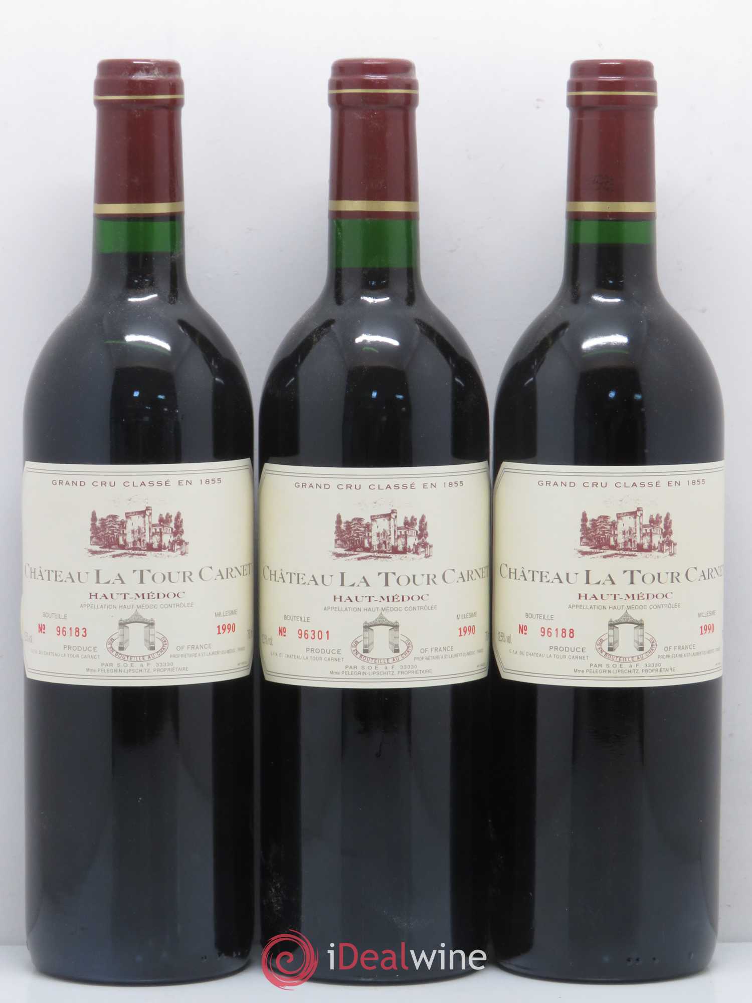 Château la Tour Carnet 4ème Grand Cru Classé 1990 - Lot de 12 bouteilles - 1