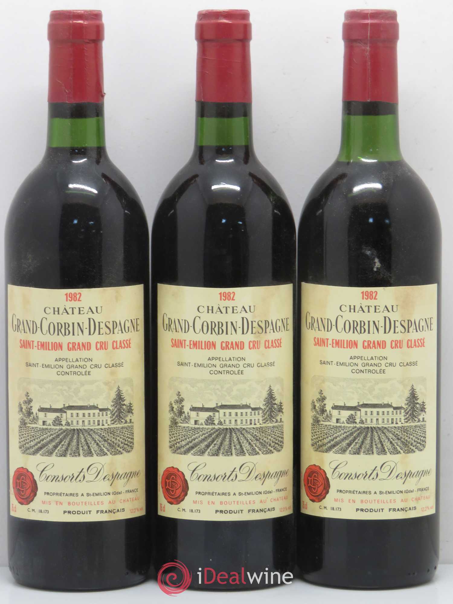 Château Grand Corbin Despagne Grand Cru Classé 1982 - Lot de 12 bouteilles - 1