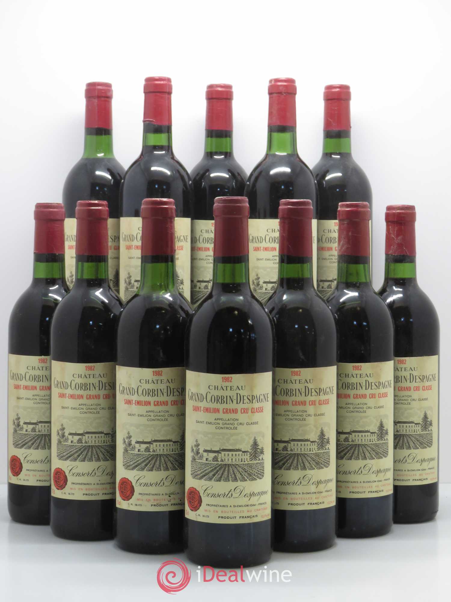 Château Grand Corbin Despagne Grand Cru Classé 1982 - Lot de 12 bouteilles - 0