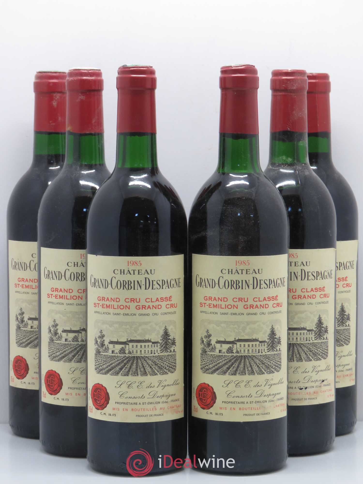 Château Grand Corbin Despagne Grand Cru Classé 1985 - Lot de 6 bouteilles - 0