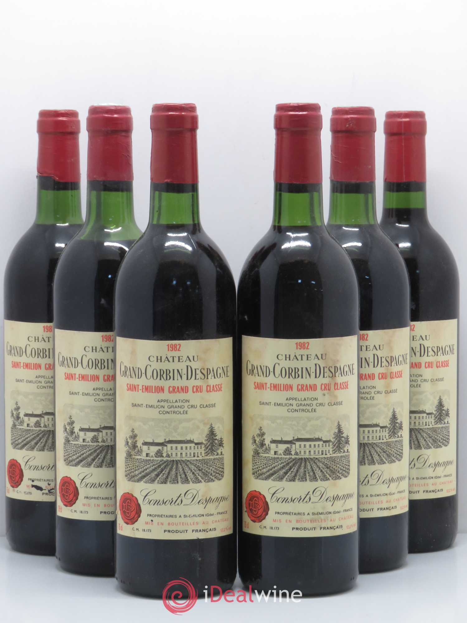 Château Grand Corbin Despagne Grand Cru Classé 1982 - Lot de 6 bouteilles - 0