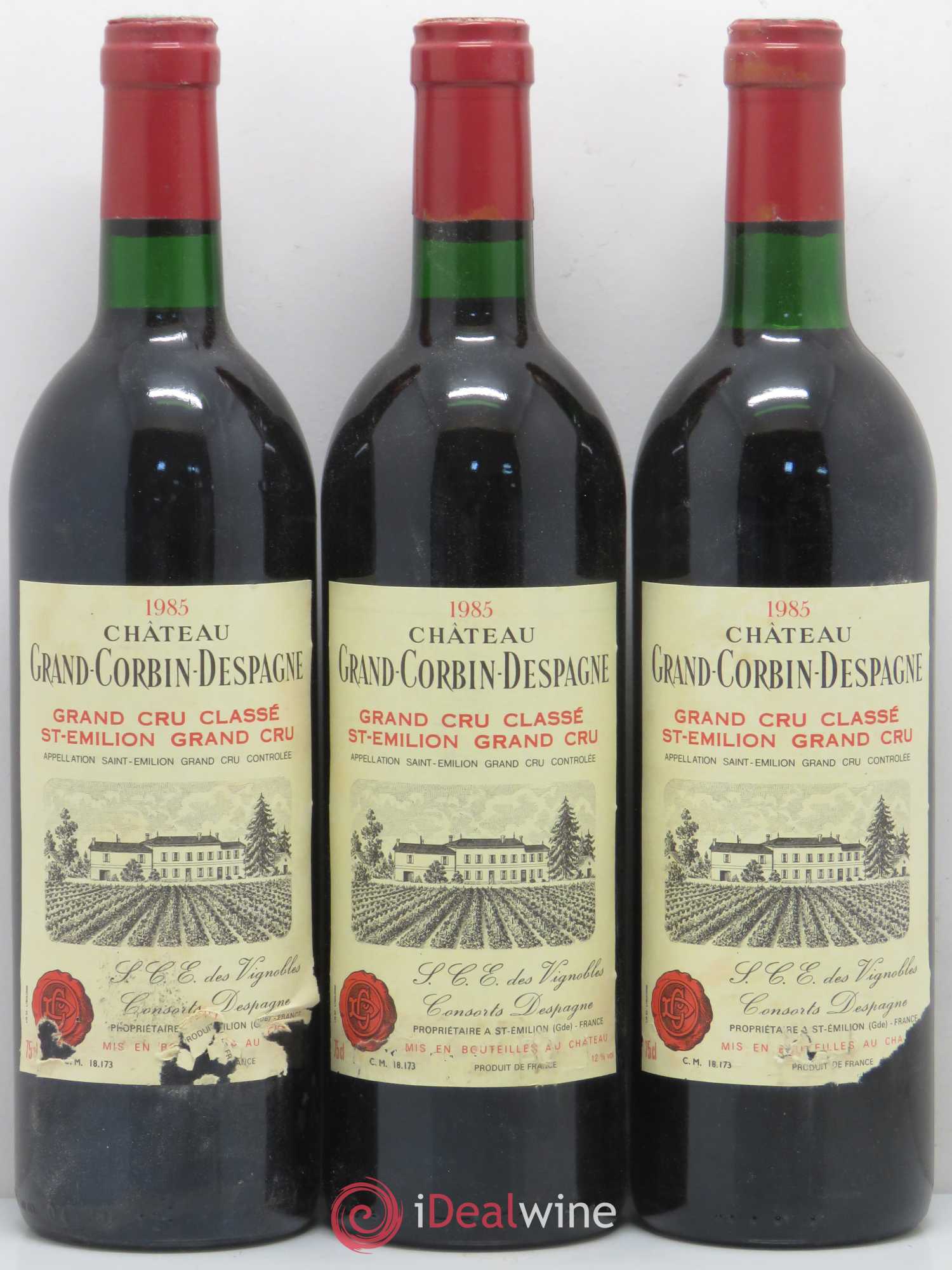 Château Grand Corbin Despagne Grand Cru Classé 1985 - Lot de 12 bouteilles - 1