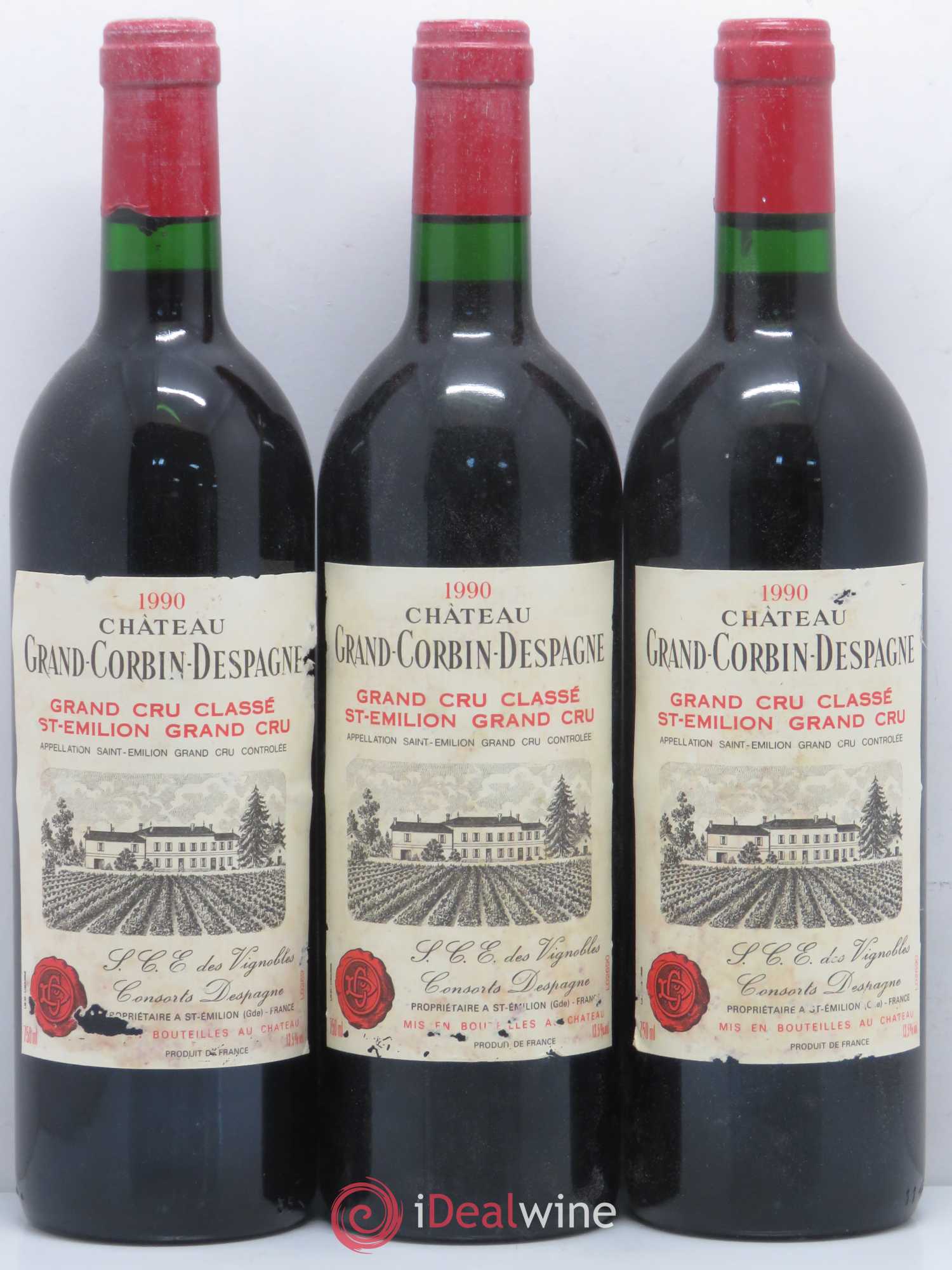 Château Grand Corbin Despagne Grand Cru Classé 1990 - Lot de 12 bouteilles - 1