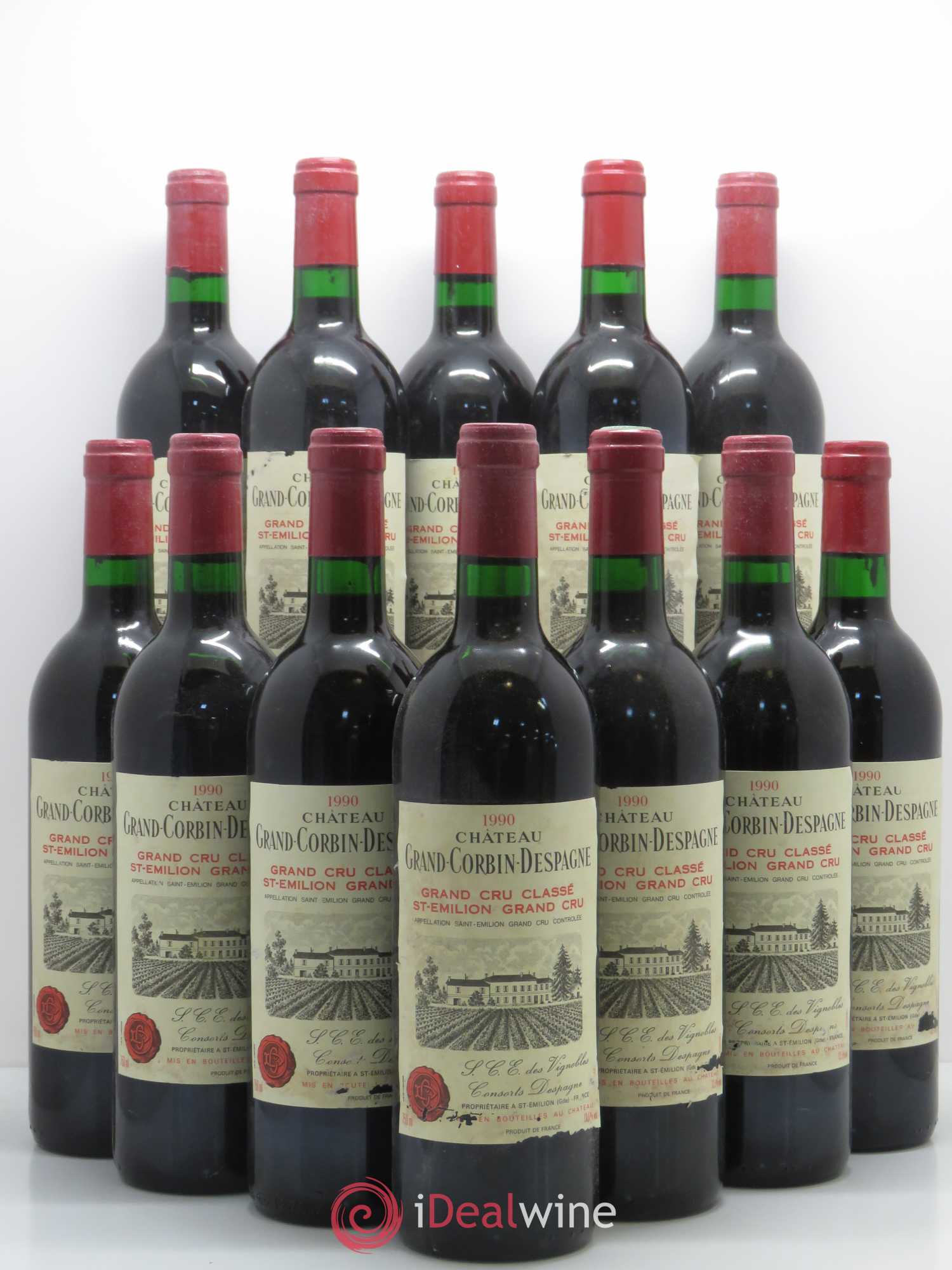 Château Grand Corbin Despagne Grand Cru Classé 1990 - Lot de 12 bouteilles - 0