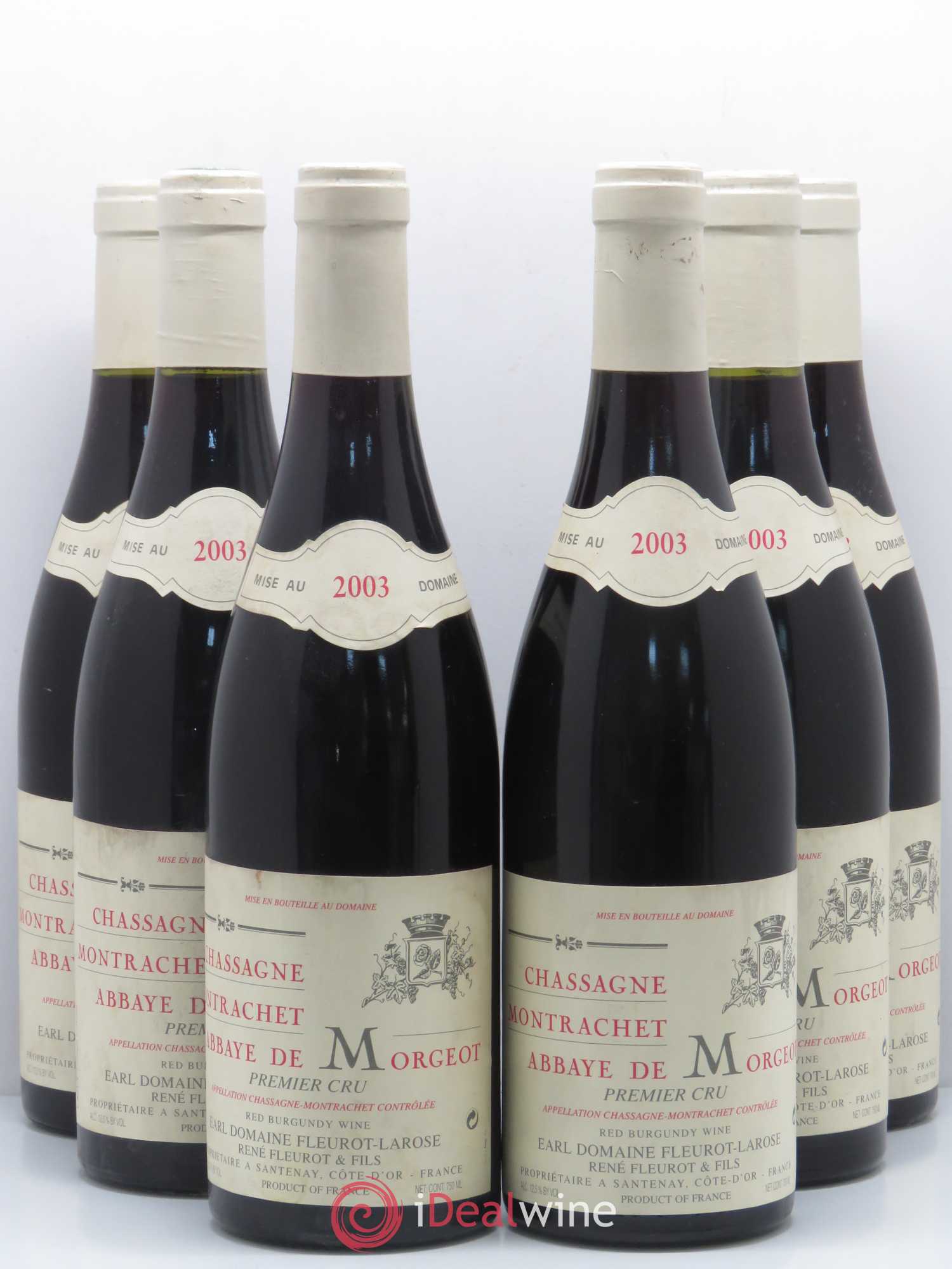 Chassagne-Montrachet 1er Cru Abbaye de Morgeot Fleurot Larose 2003 - Lotto di 6 bottiglie - 0