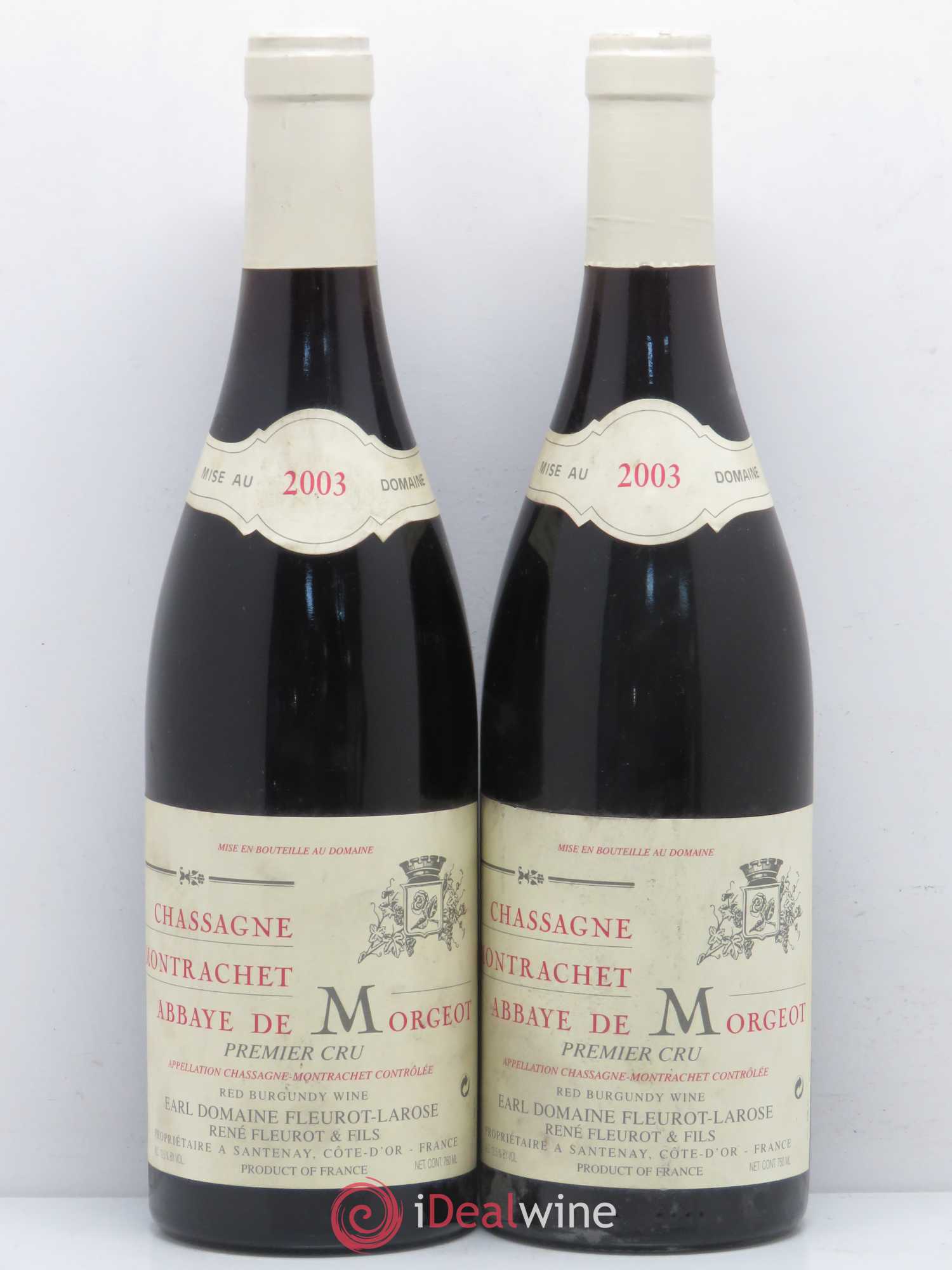 Chassagne-Montrachet 1er Cru Abbaye de Morgeot Fleurot Larose 2003 - Posten von 2 Flaschen - 0