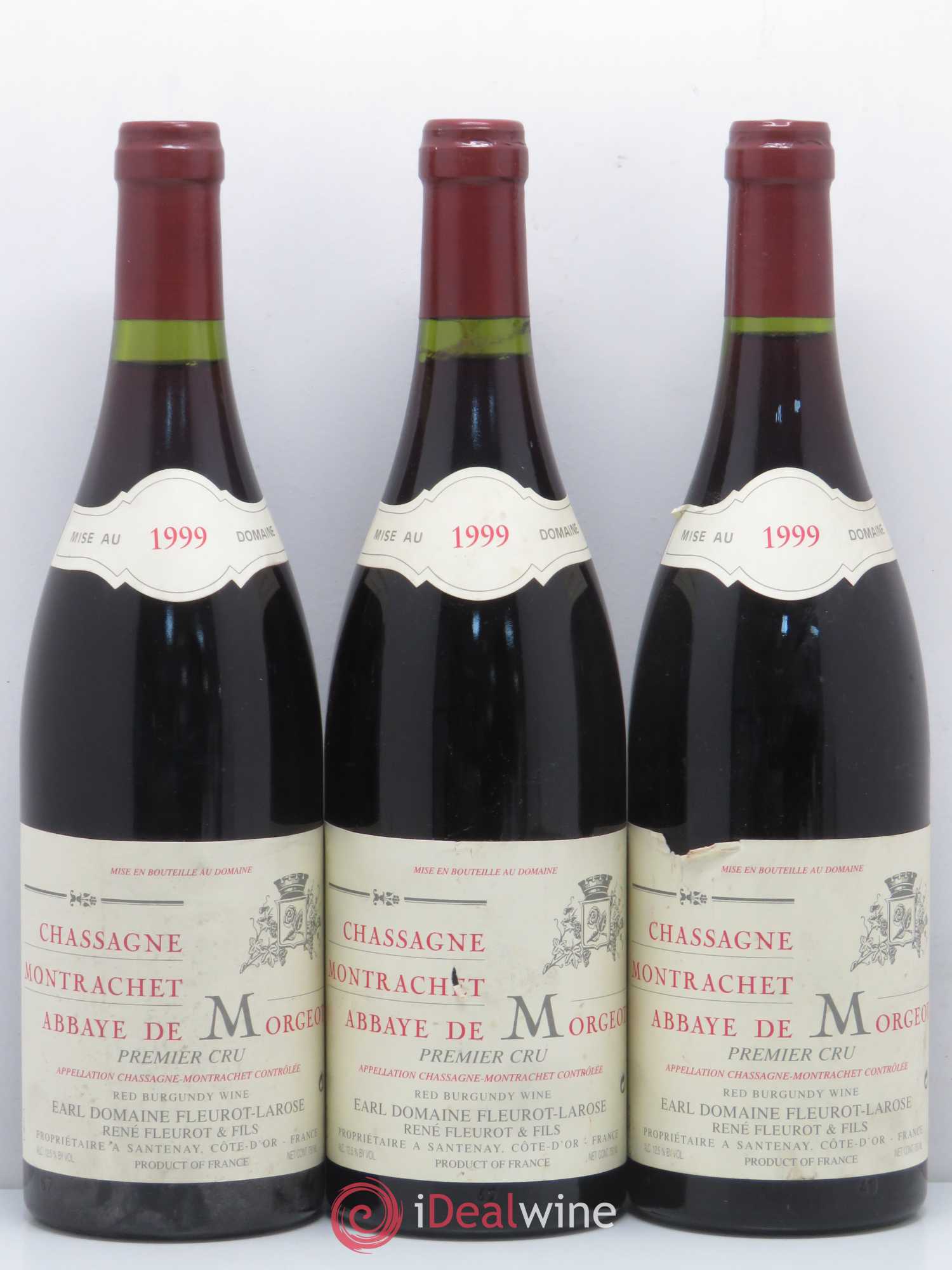 Chassagne-Montrachet 1er Cru Abbaye de Morgeot Fleurot Larose 1999 - Lotto di 3 bottiglie - 0